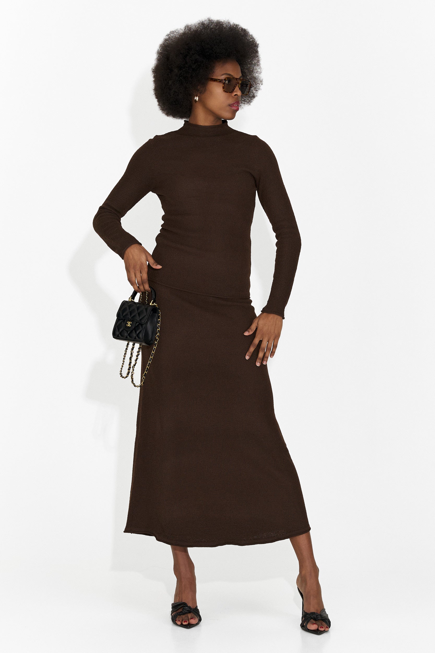 Brown casual skirt set Melonia Bogas