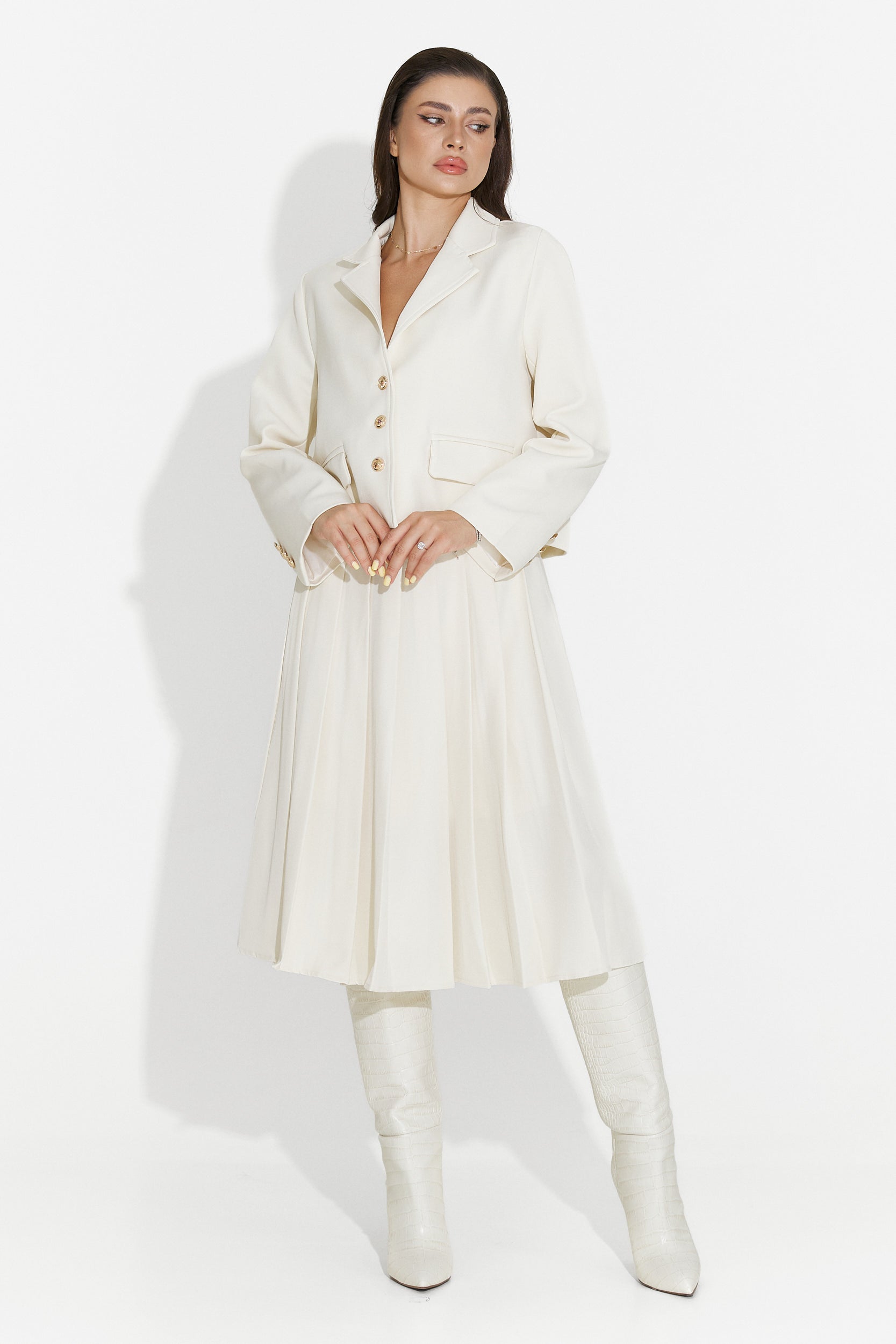 Aurina Bogas Beige Midi Skirt Set