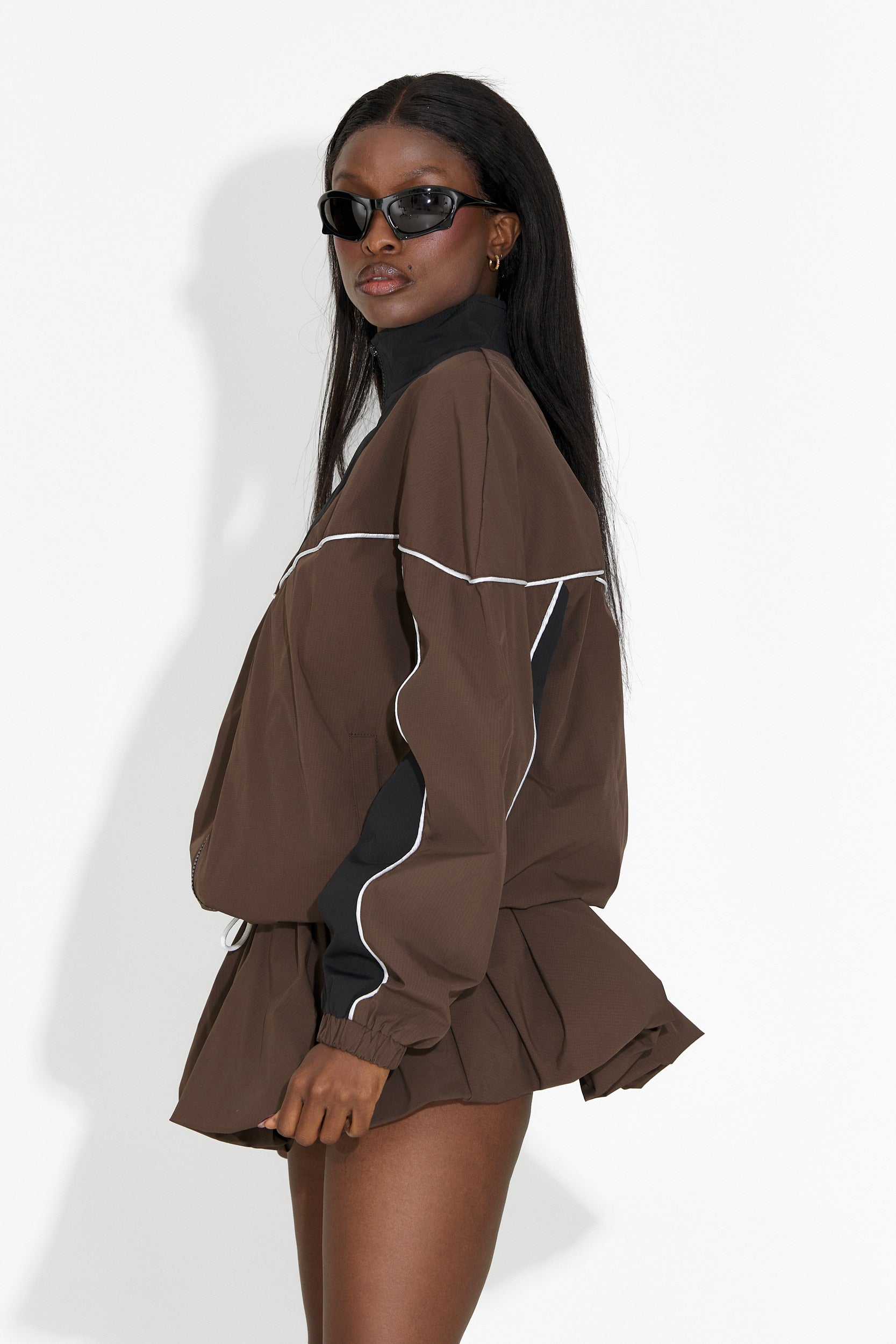 Σετ με φούστα παντελόνι καφέ Selmira Bogas