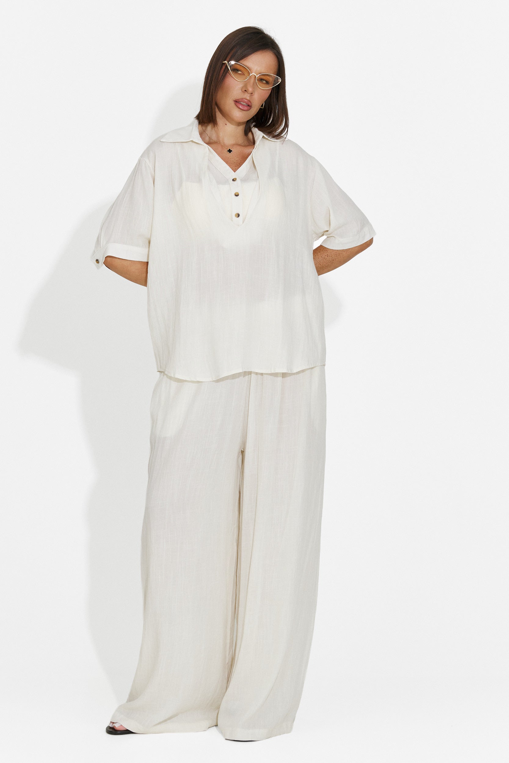 Women's set shirt + beige pants Anyela Bogas