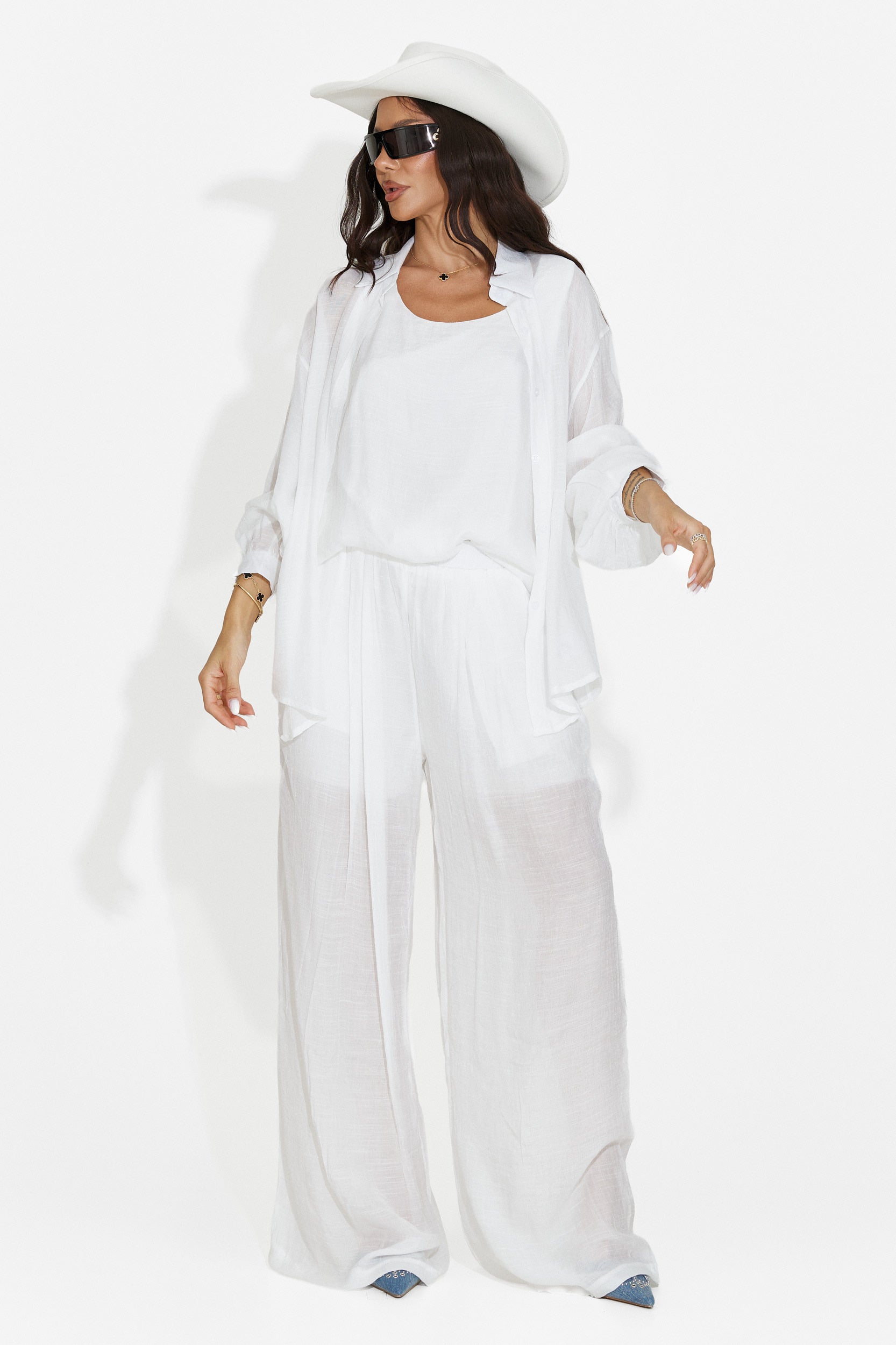 White women's set shirt + pants + tank top Mivya Bogas