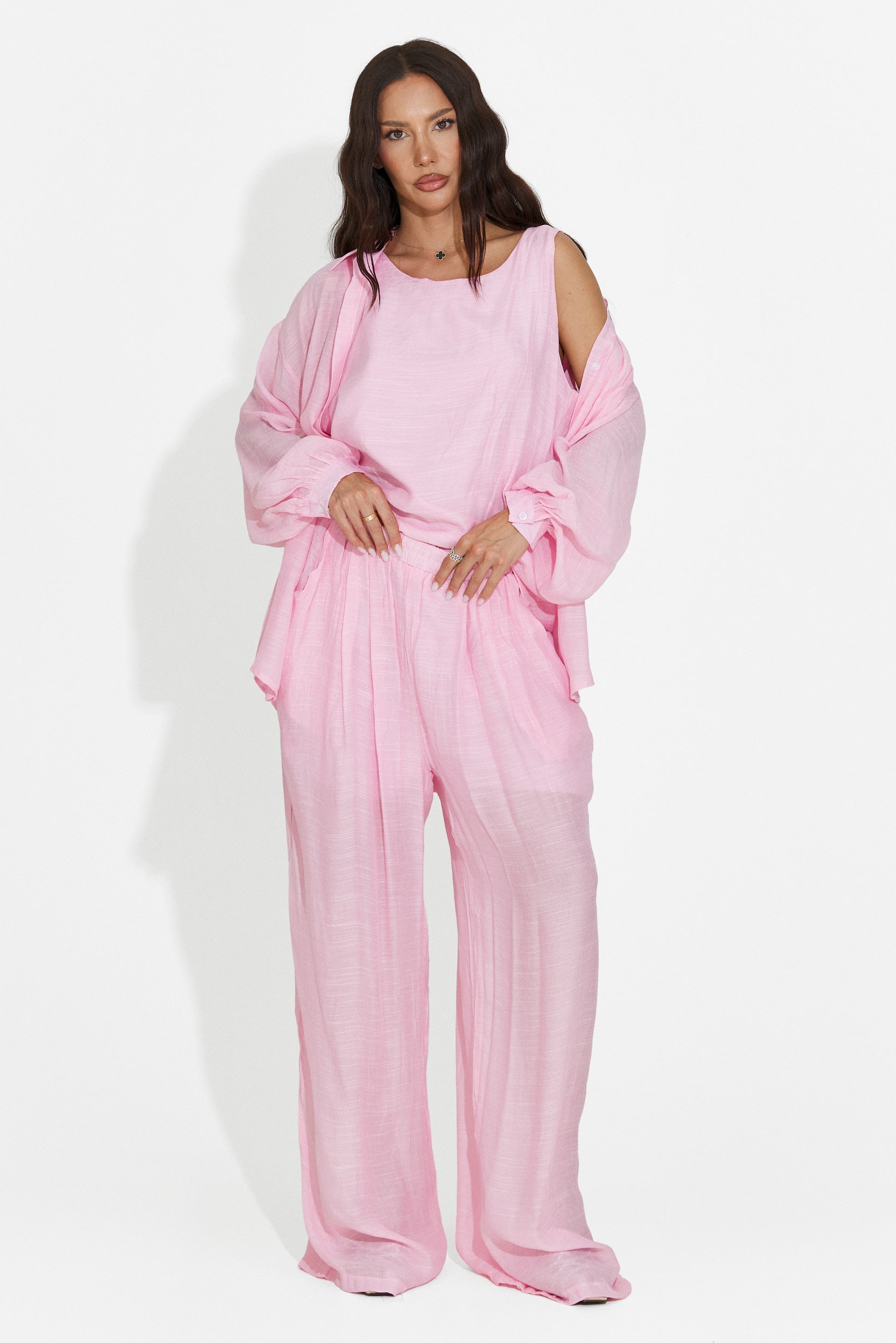 Pink women's set shirt + pants + tank top Mivya Bogas