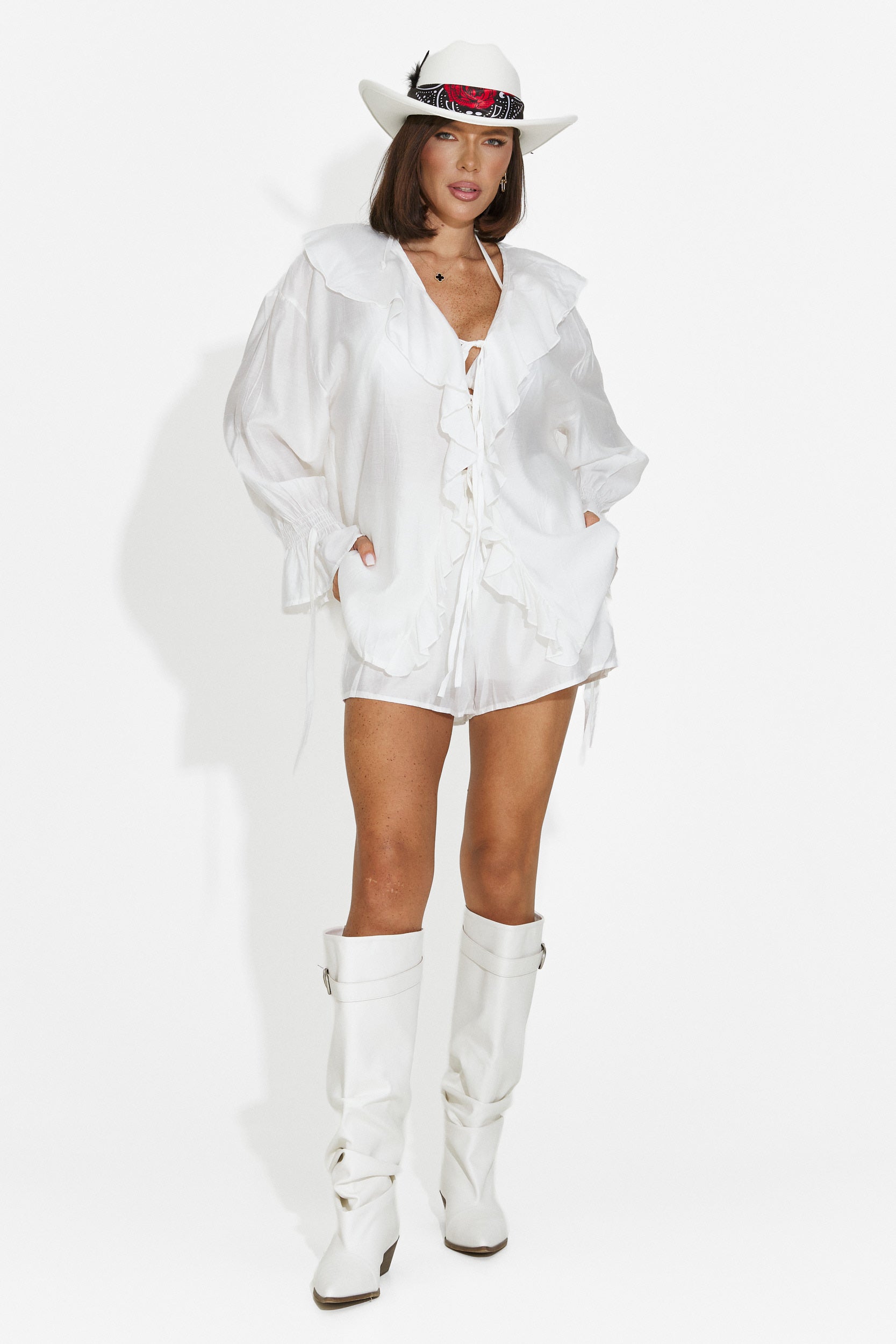 White women's set shirt + shorts Melioria Bogas