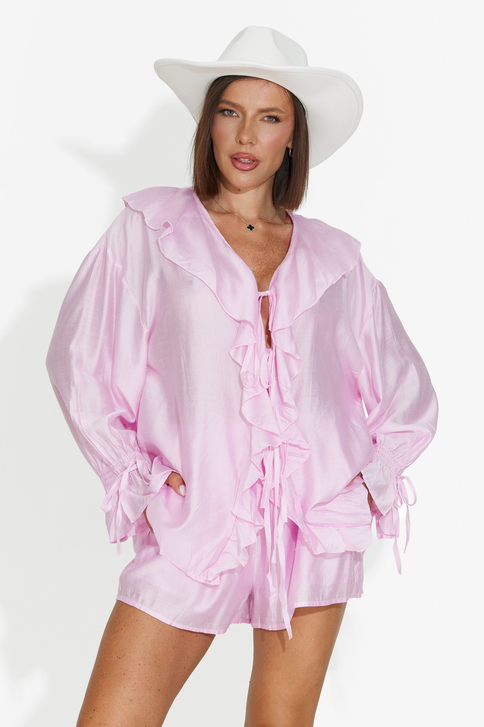 Pink women's set shirt + shorts Melioria Bogas
