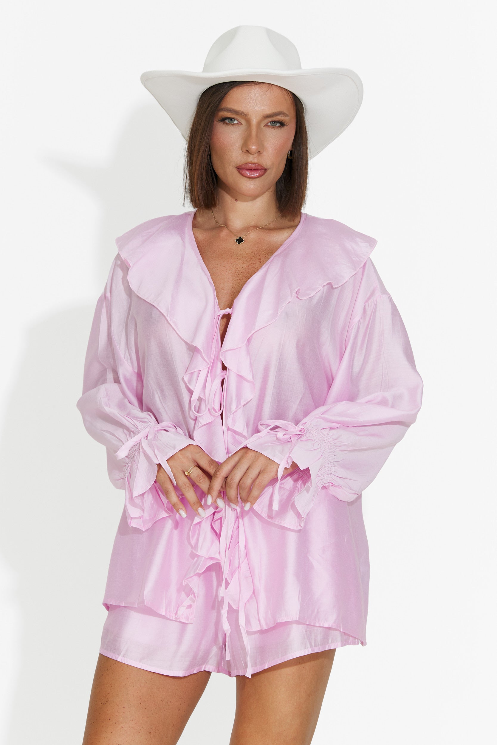 Pink women's set shirt + shorts Melioria Bogas