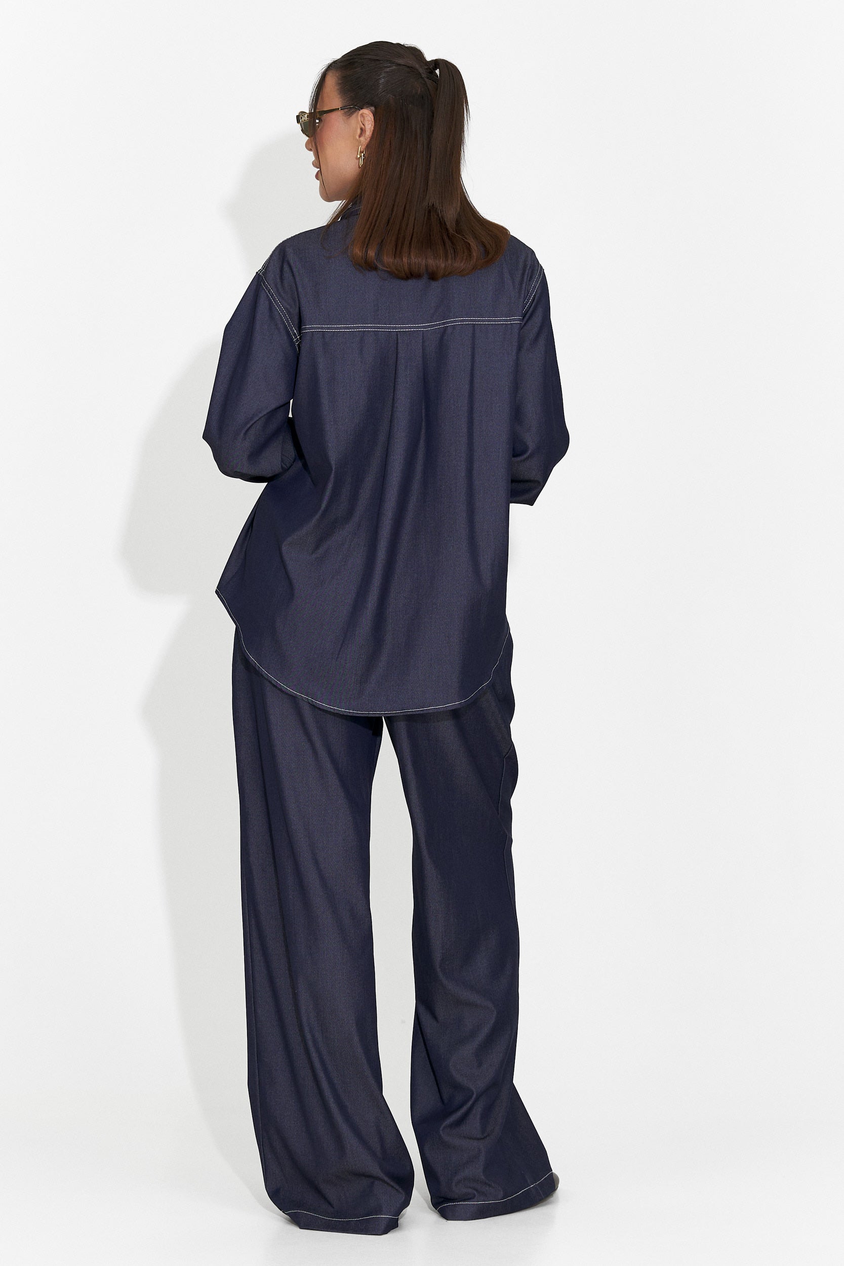 Granatowy, codzienny garnitur damski Zunaira Bogas