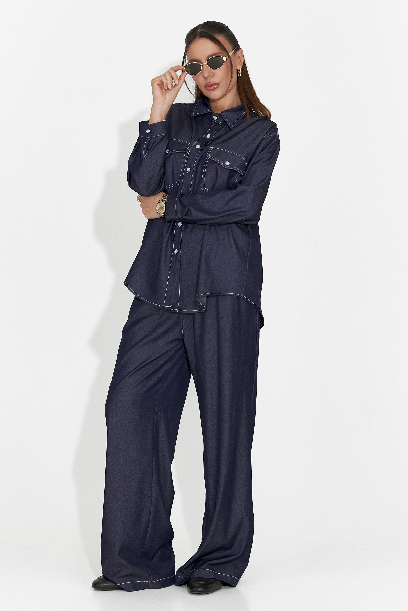 Granatowy, codzienny garnitur damski Zunaira Bogas