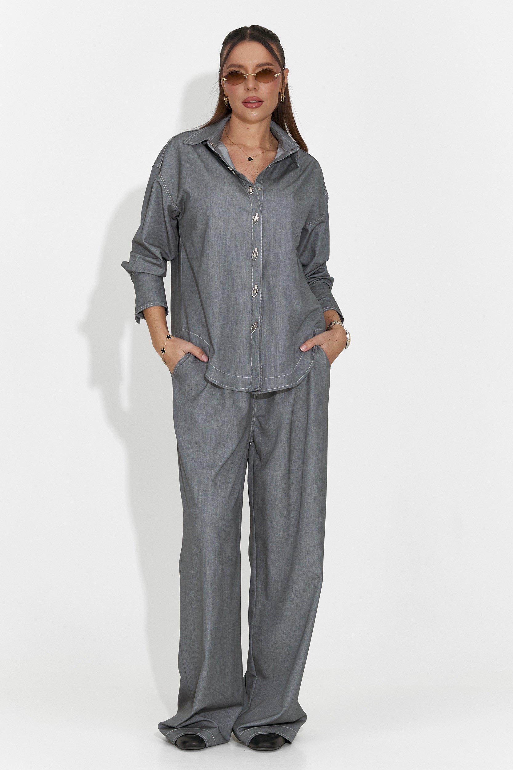 Elisio Bogas Casualny Szary Garnitur Damski