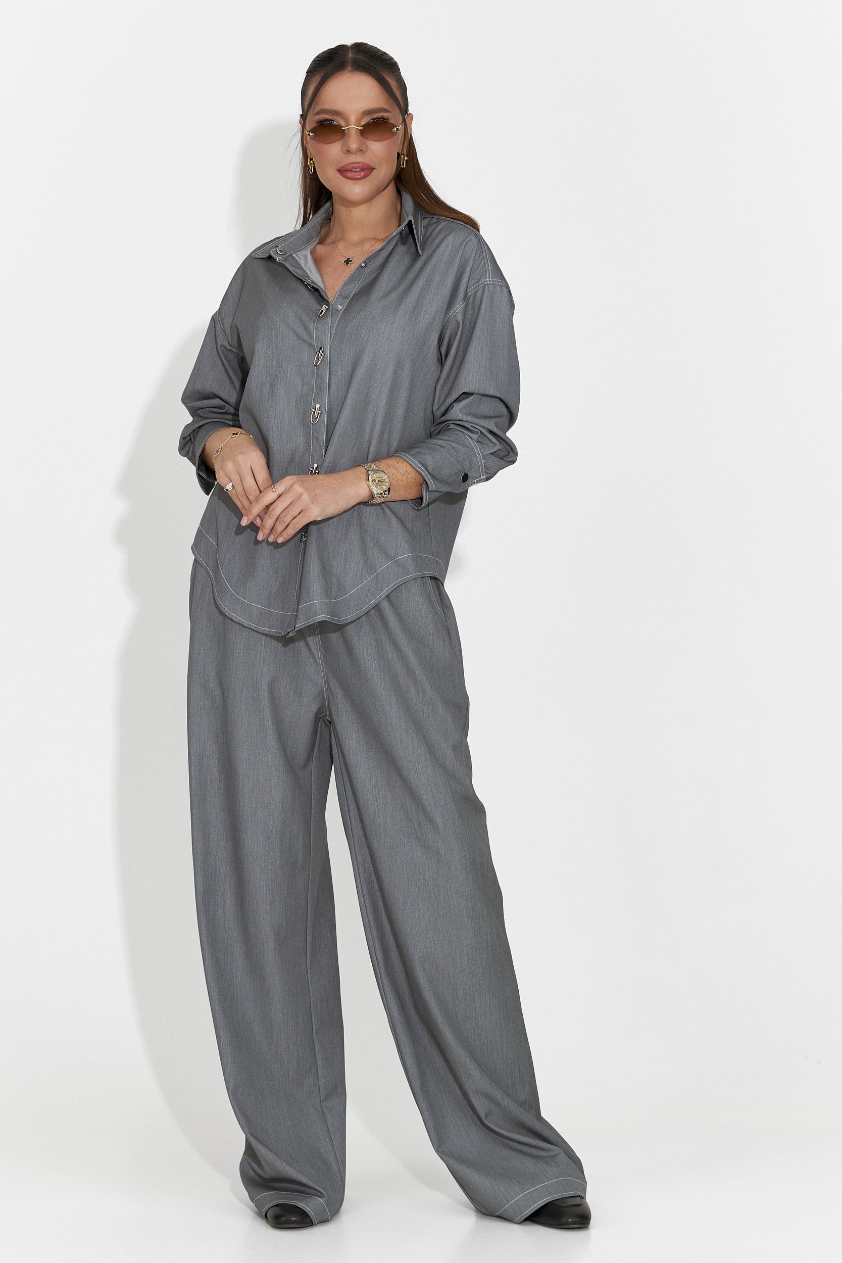 Elisio Bogas Casualny Szary Garnitur Damski