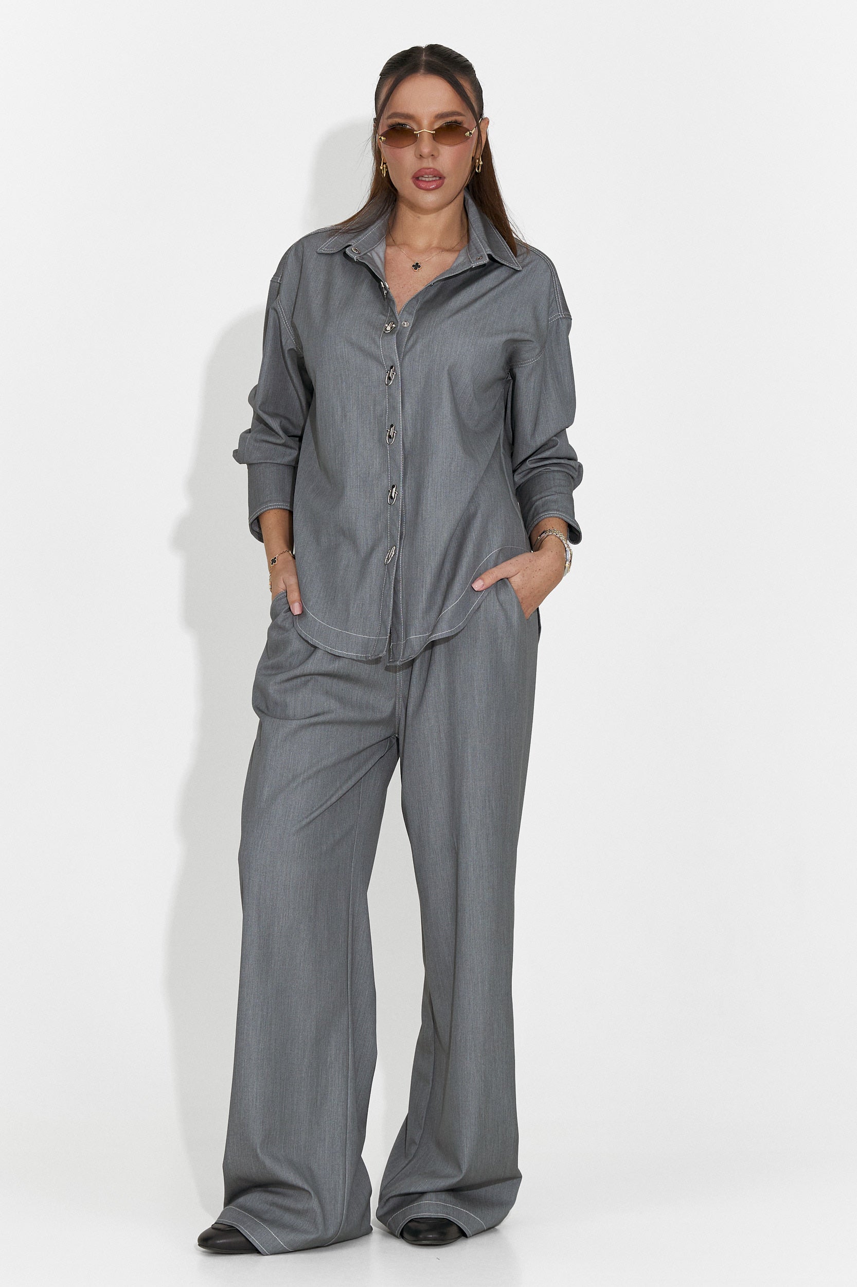 Elisio Bogas Casualny Szary Garnitur Damski