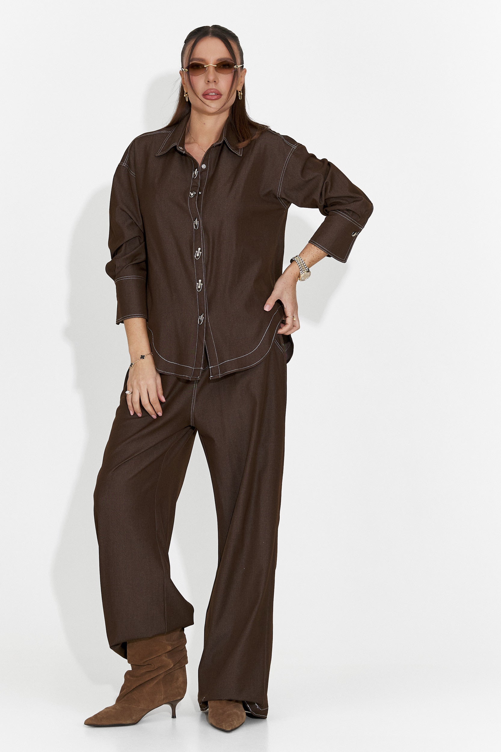 Elisio Bogas Nieformalny Brązowy Garnitur Damski