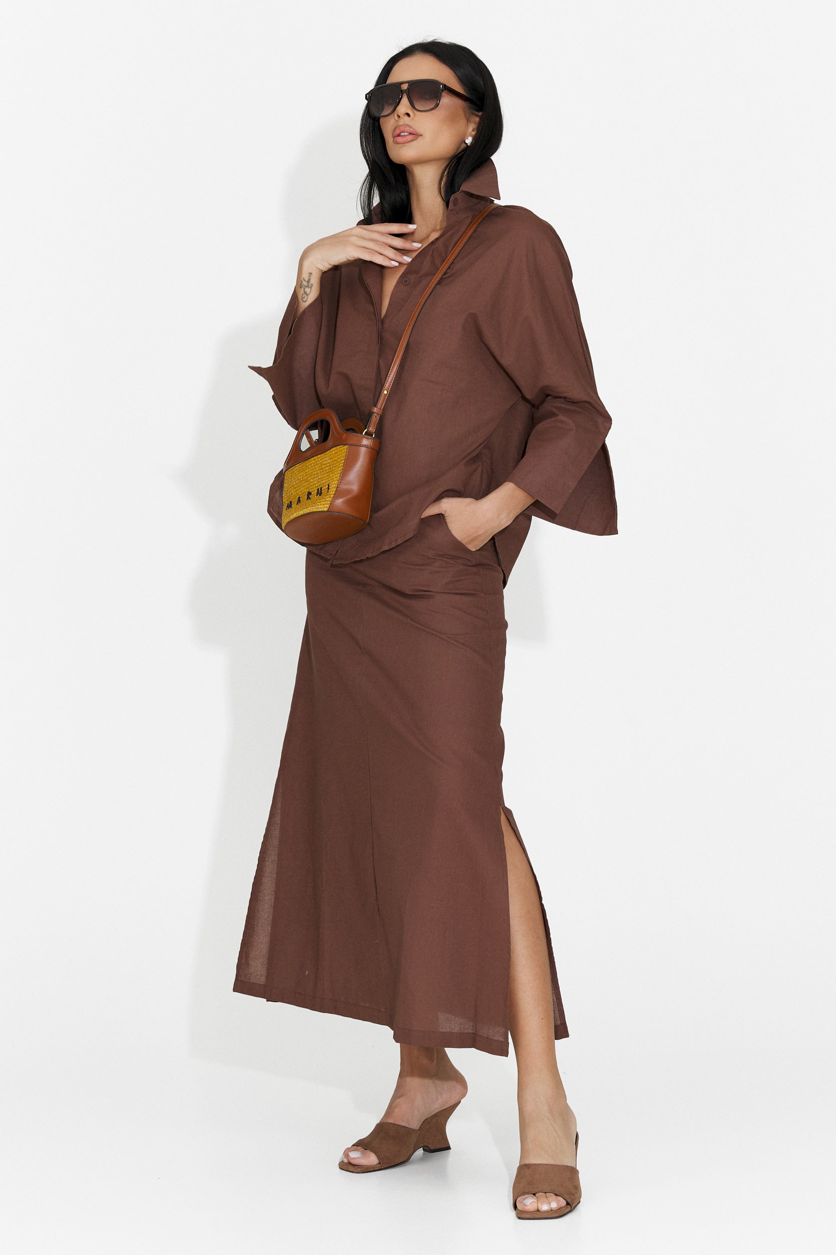 Demarisa Bogas Damen Set mit braunem Rock