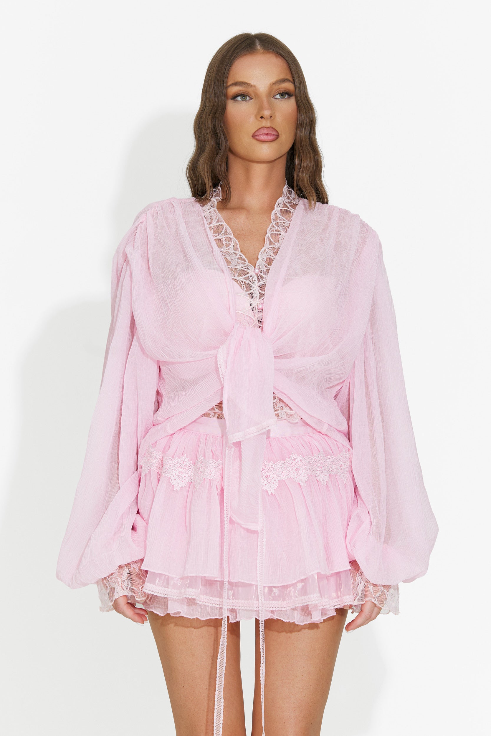 Casual pink women's skirt and pants set Ginevria Bogas