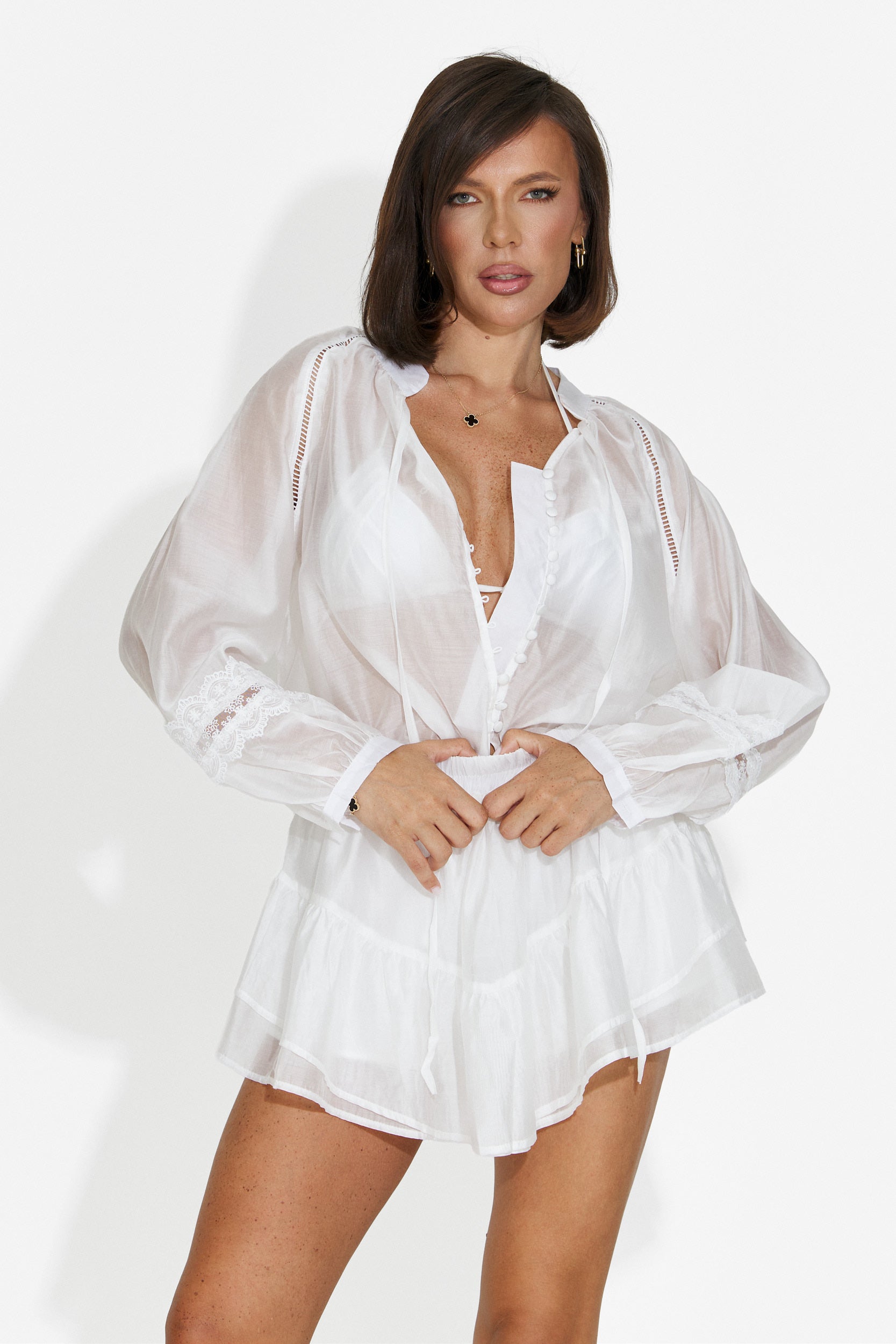 Women's set with skirt pants white Rosena Bogas