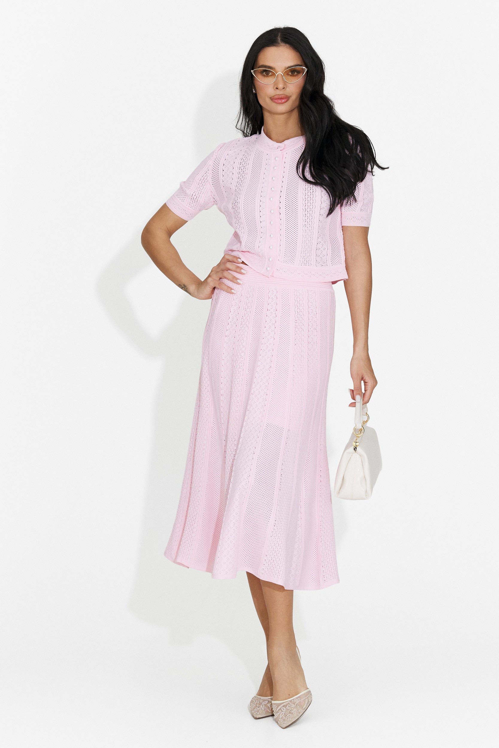 Denilia Bogas women's suit with pink skirt