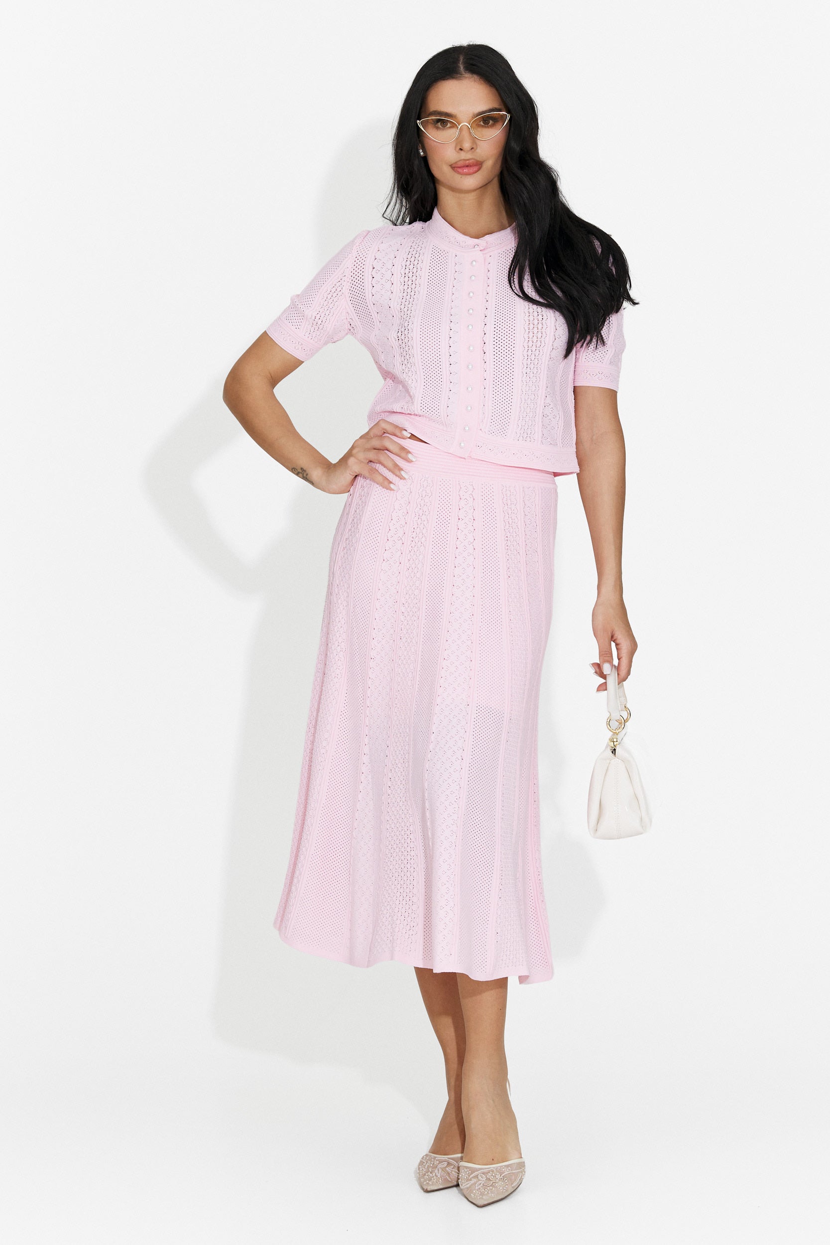 Denilia Bogas women's suit with pink skirt
