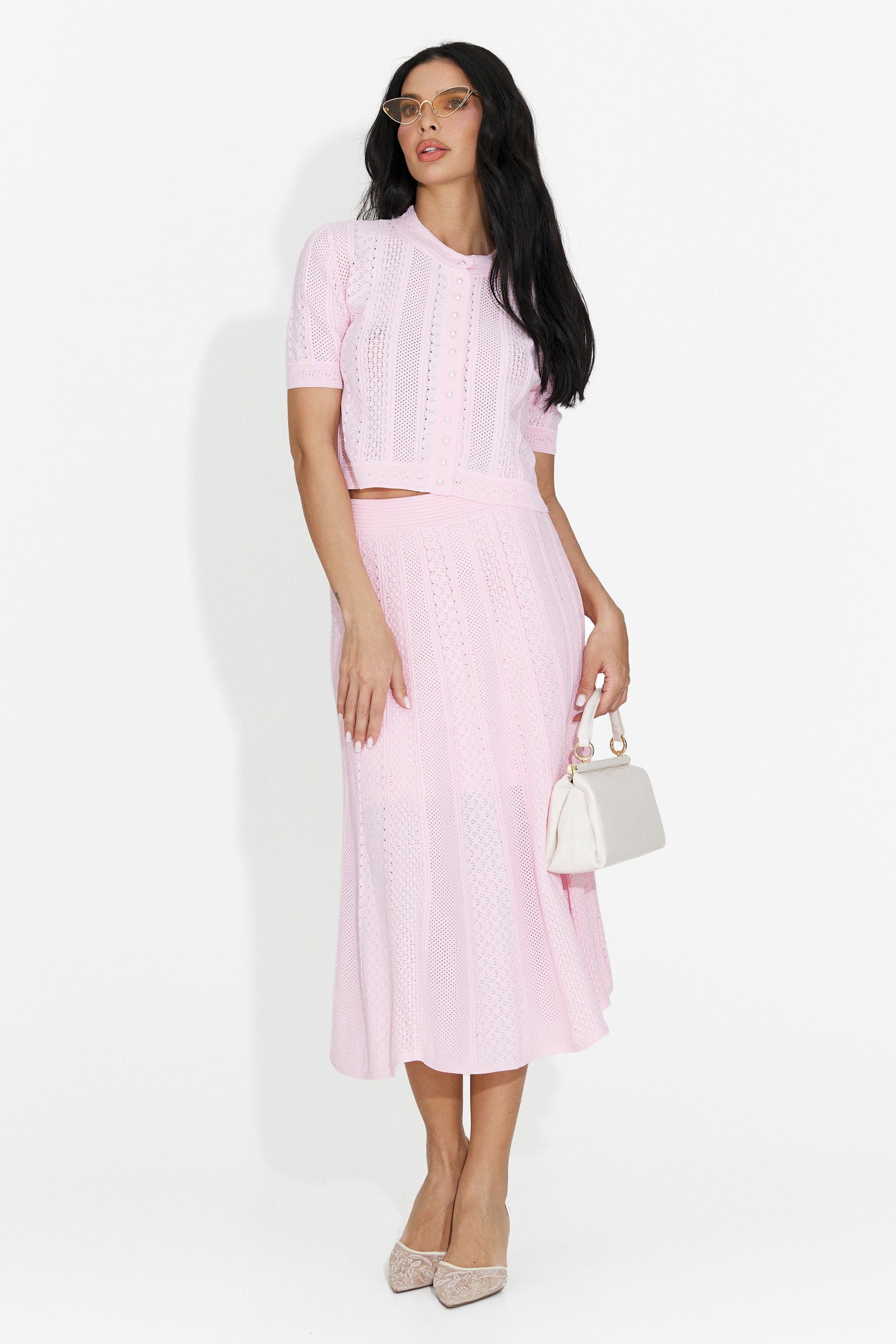 Denilia Bogas women's suit with pink skirt