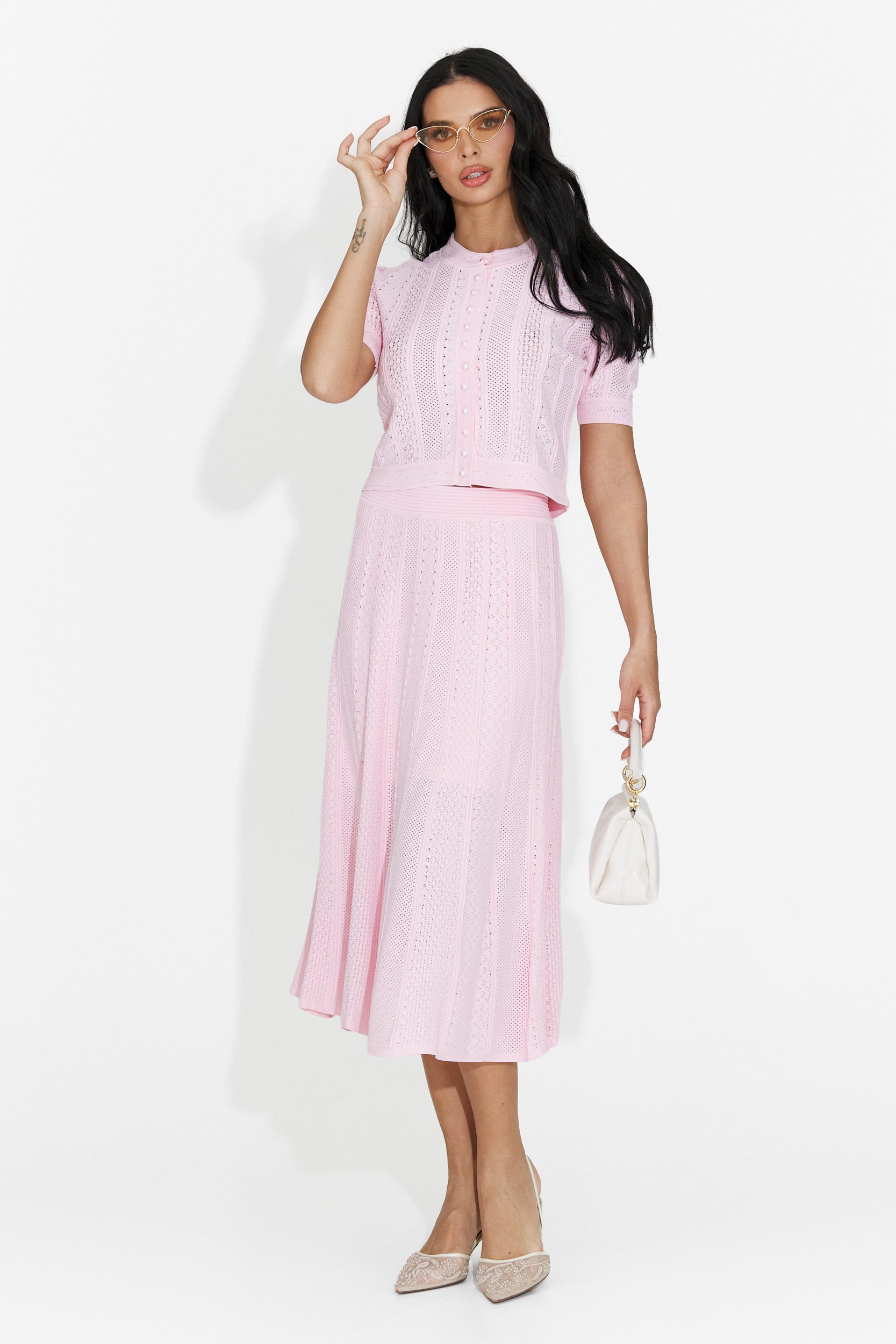 Denilia Bogas women's suit with pink skirt