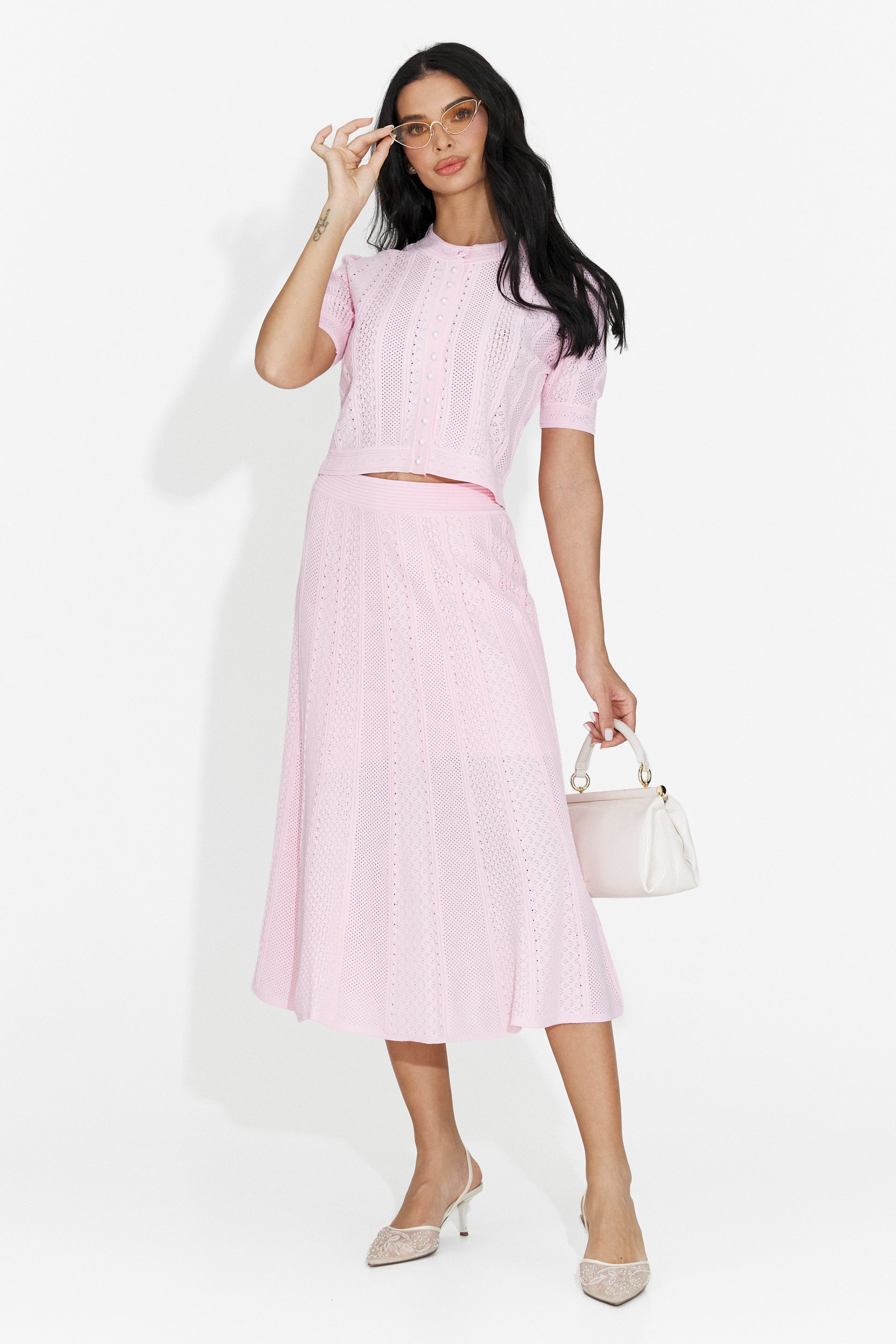 Denilia Bogas women's suit with pink skirt