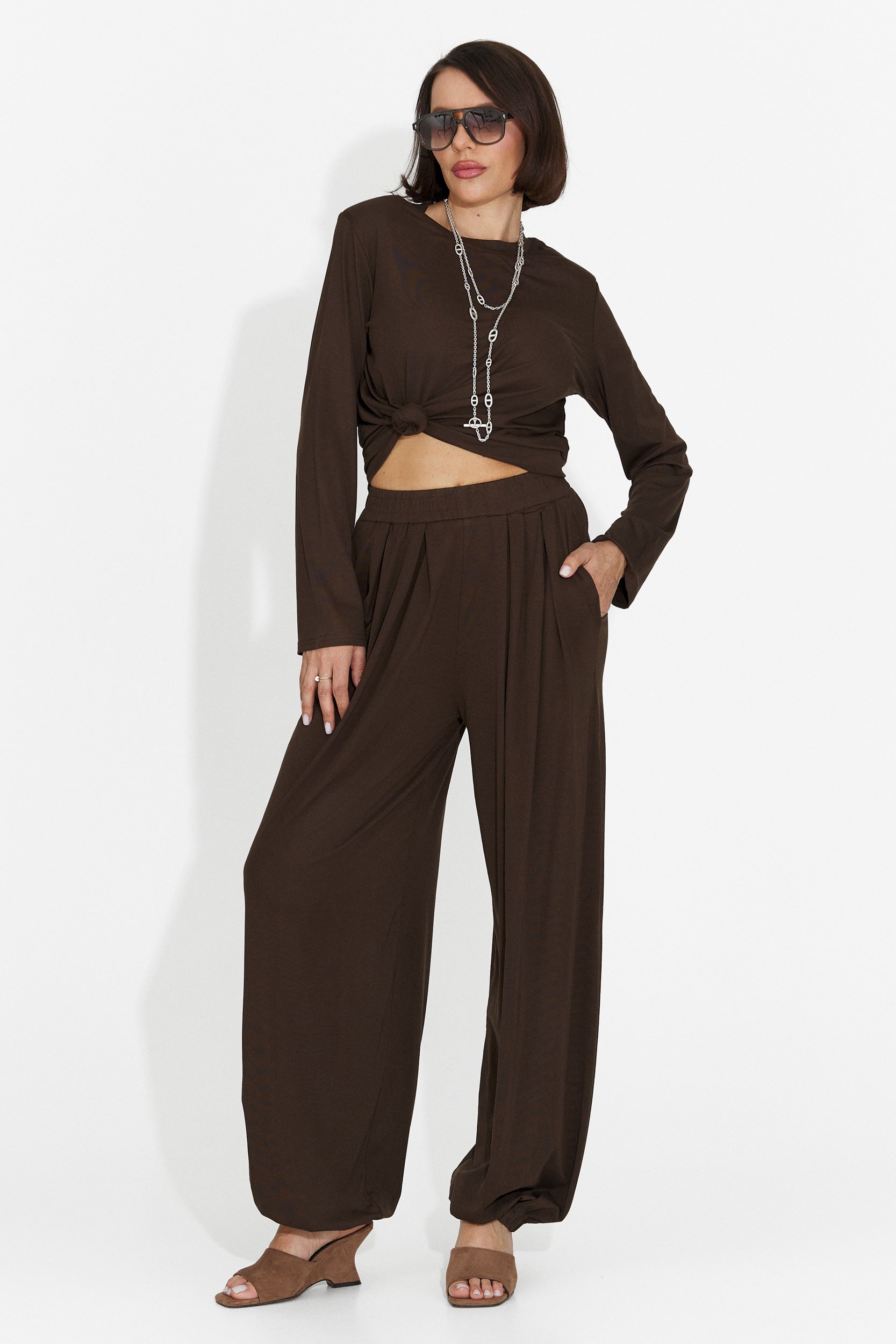 Namay Bogas Women's Suit with Brown Trousers