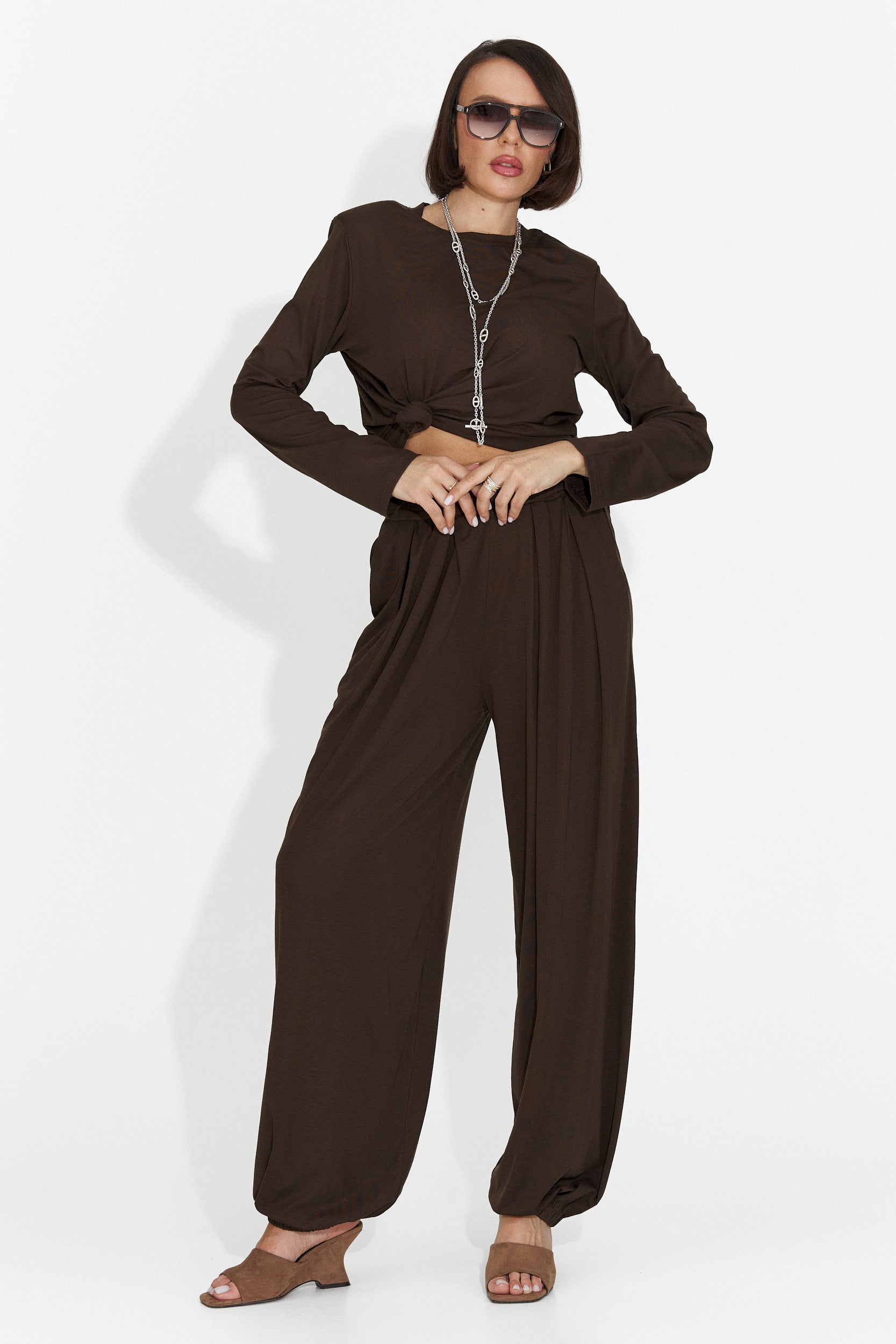 Namay Bogas Women's Suit with Brown Trousers