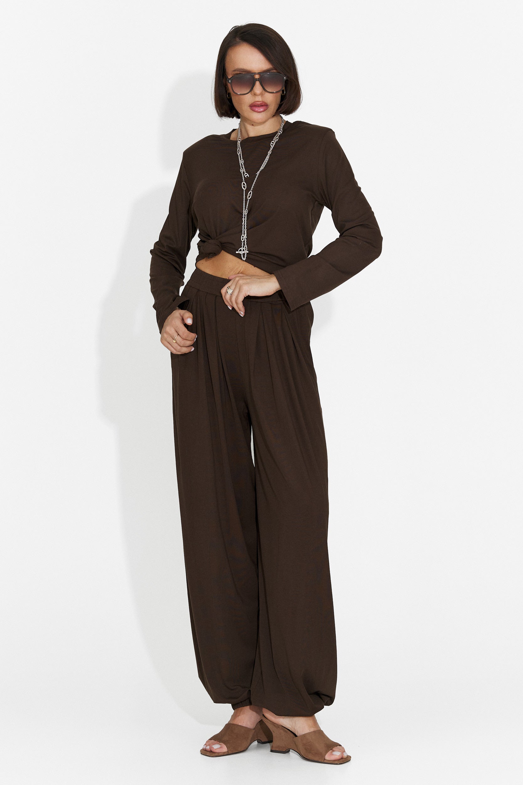 Namay Bogas Women's Suit with Brown Trousers