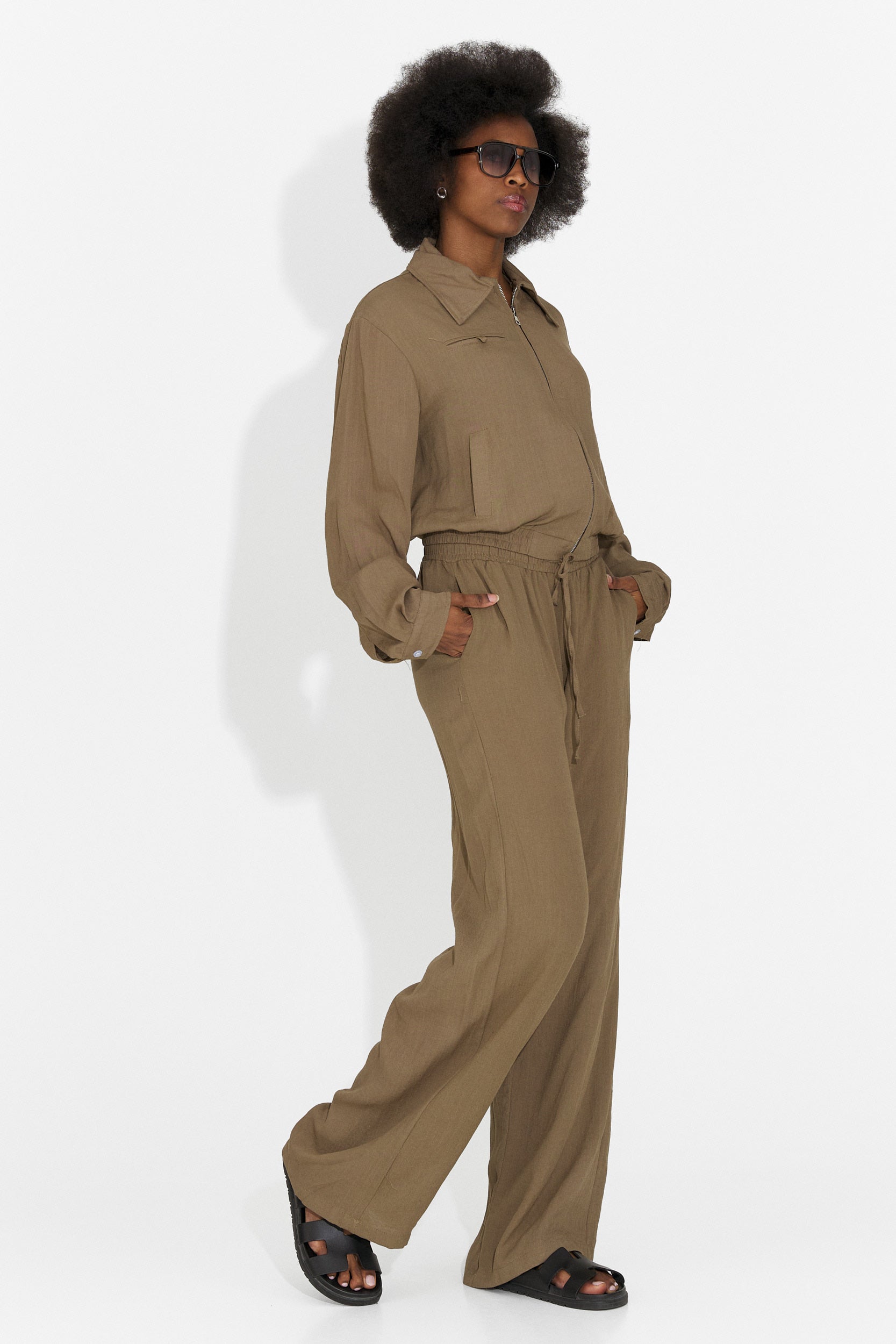 Traje de mujer con pantalones Tulip Bogas marrones