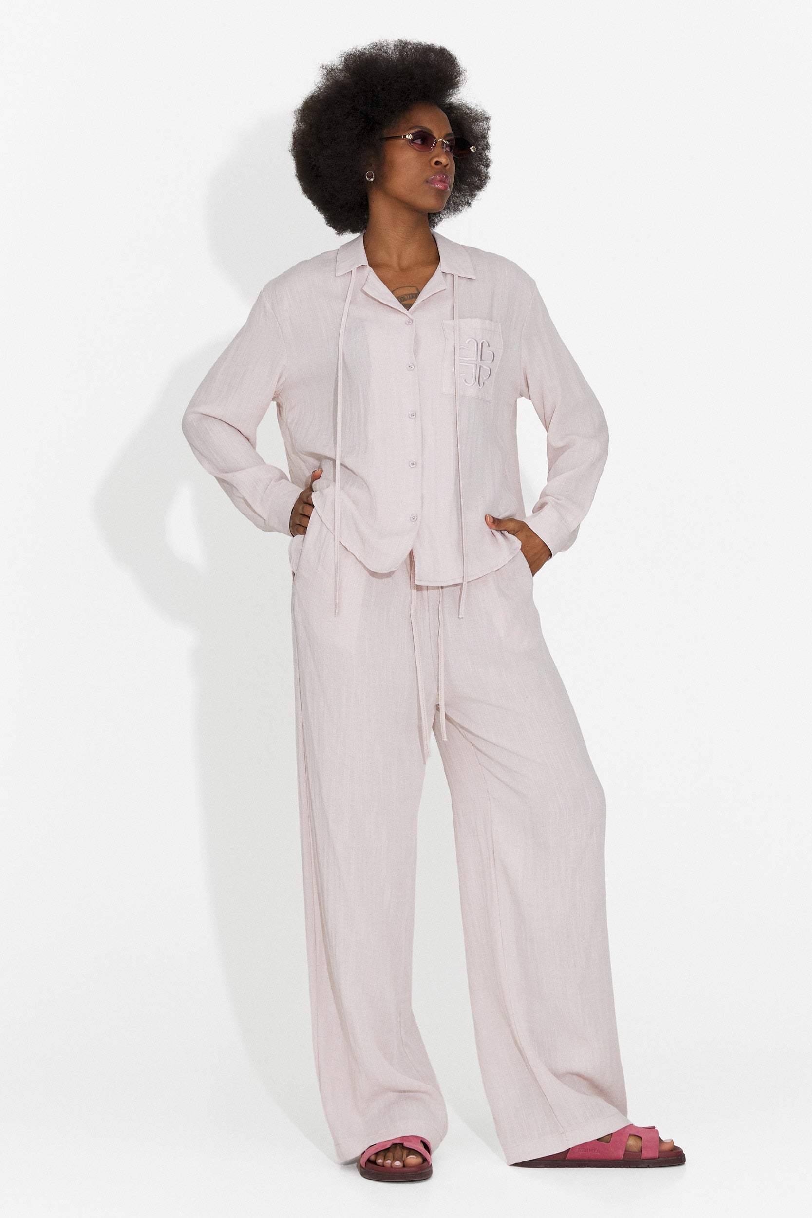 Aralia Bogas Women's Suit with Pink Trousers