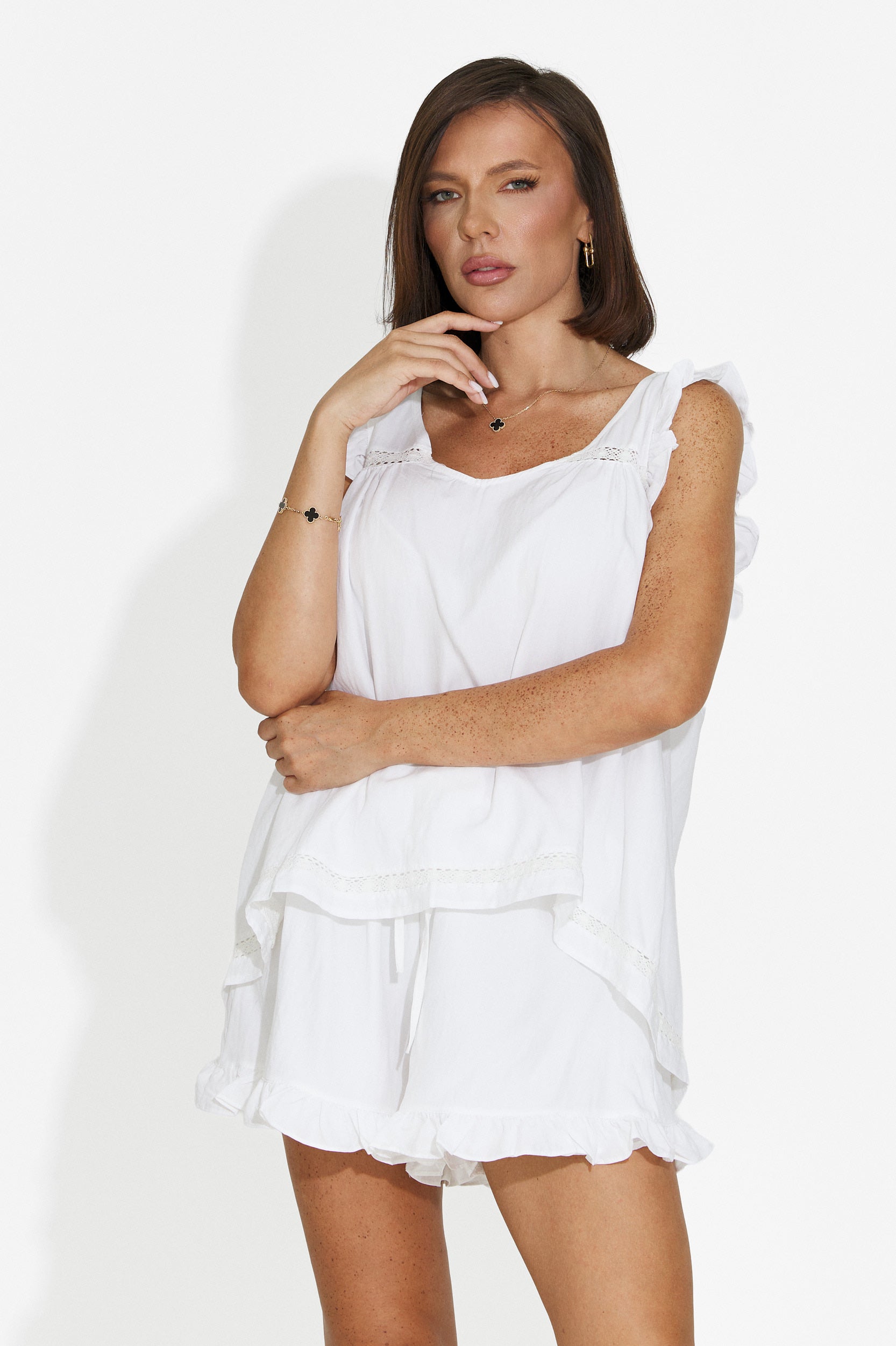 Women's set with short pants white Casiama Bogas