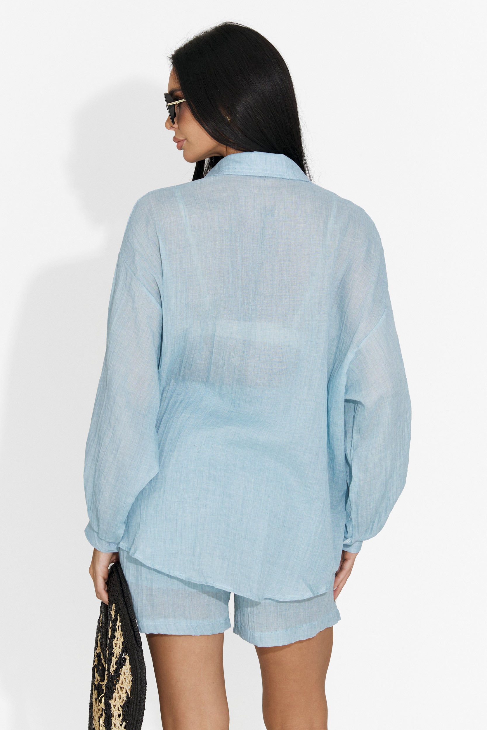 Compleu dama cu pantaloni scurti bleu Lenovia Bogas