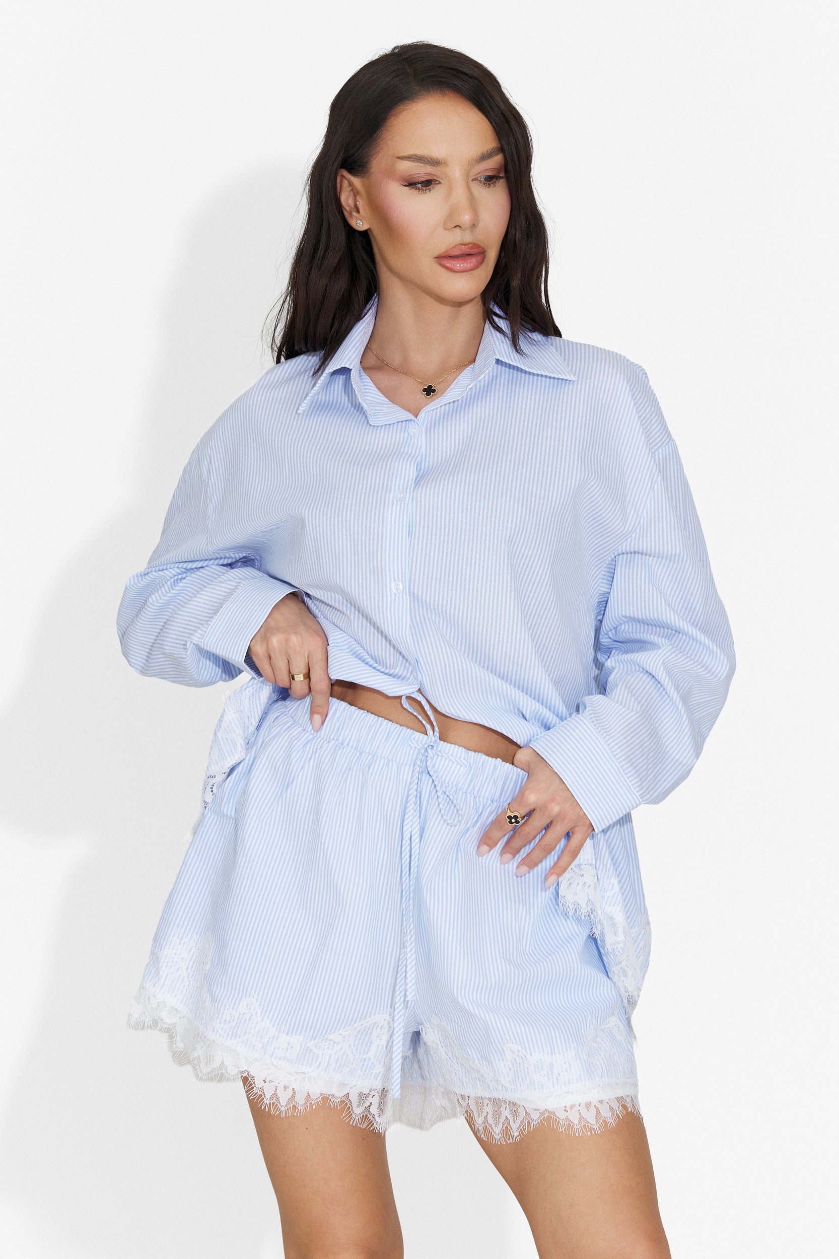 Marigold Bogas Women's Set with Blue Shorts
