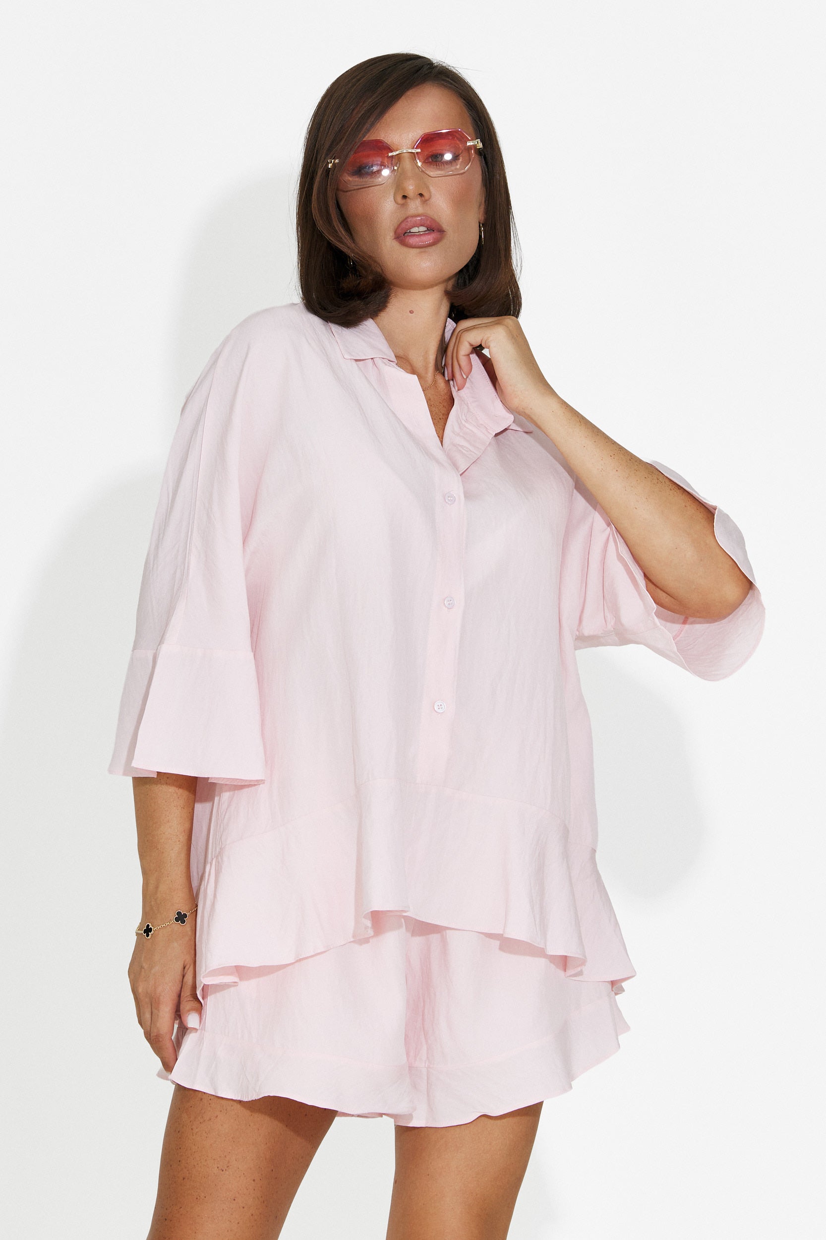 Women's set with short pants pink Olgana Bogas