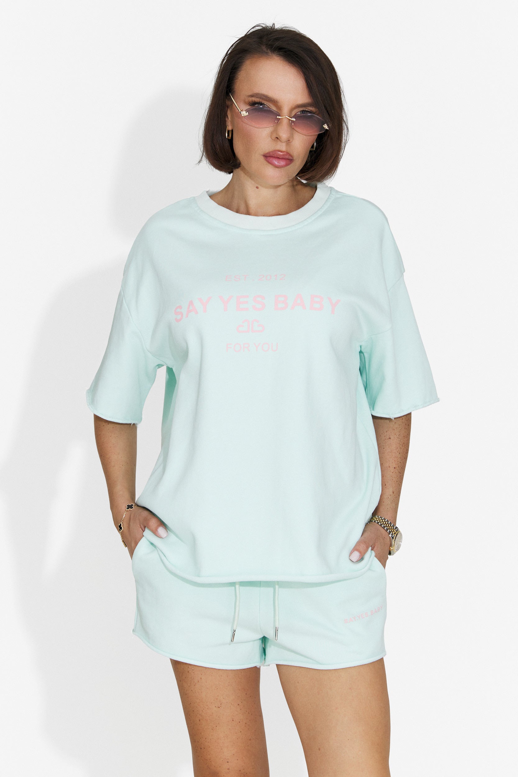 Casiana Bogas turquoise shorts suit for women