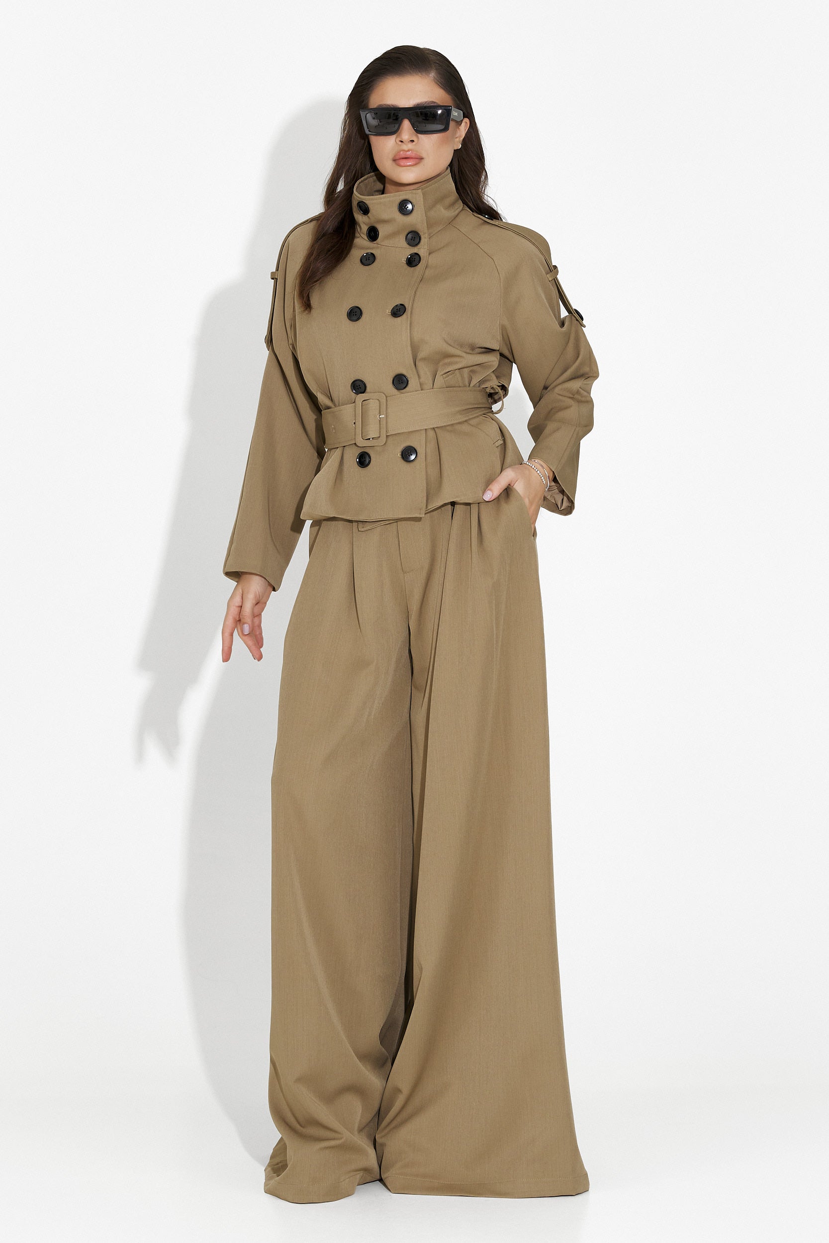 Elegancki brązowy komplet damski Belora Bogas