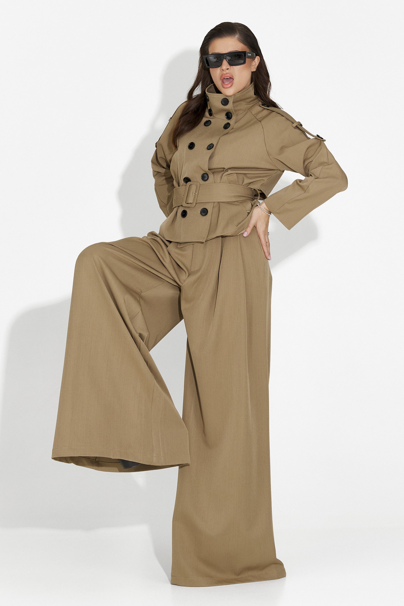 Elegancki brązowy komplet damski Belora Bogas