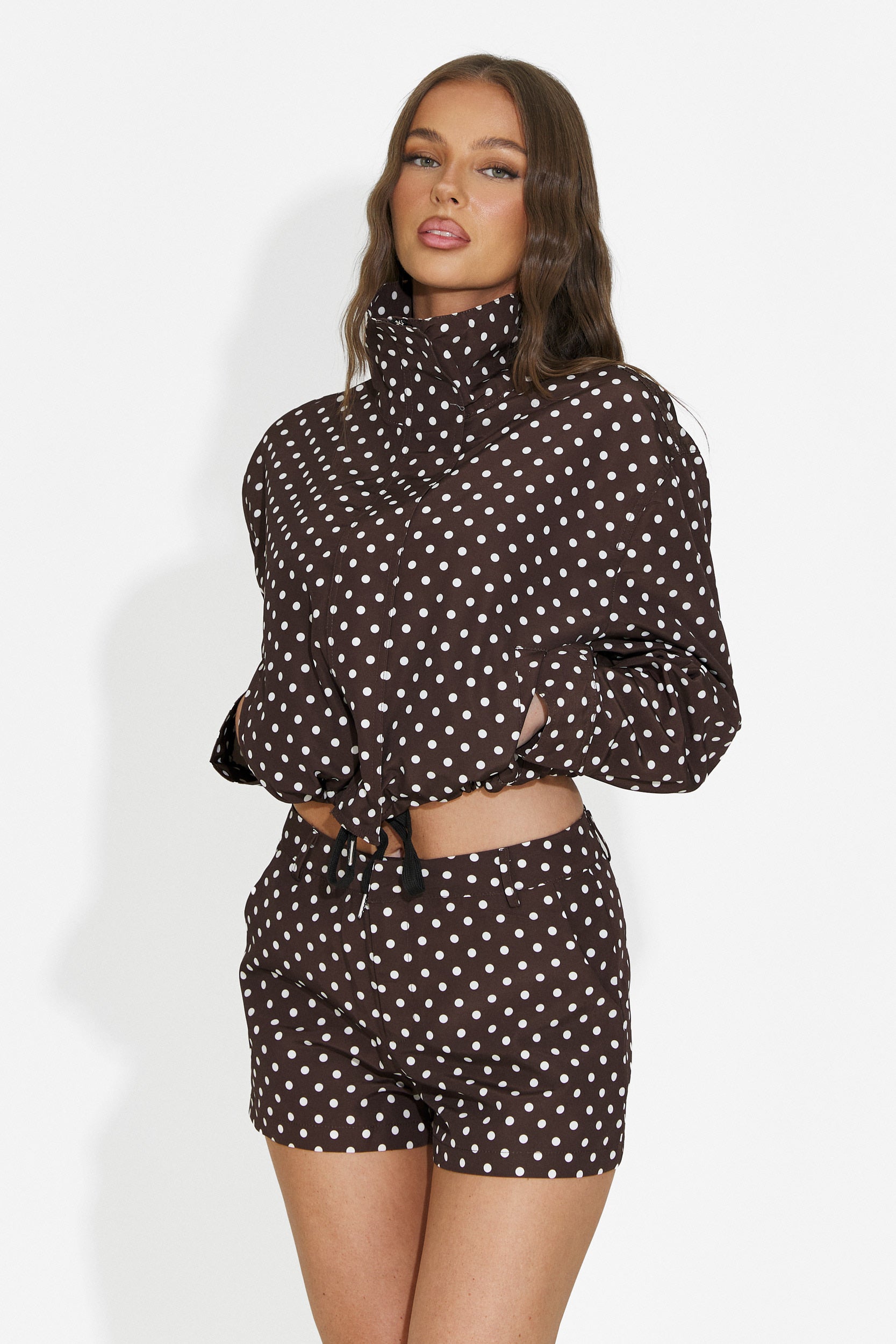 Brown women's set jacket + shorts Analysa Bogas