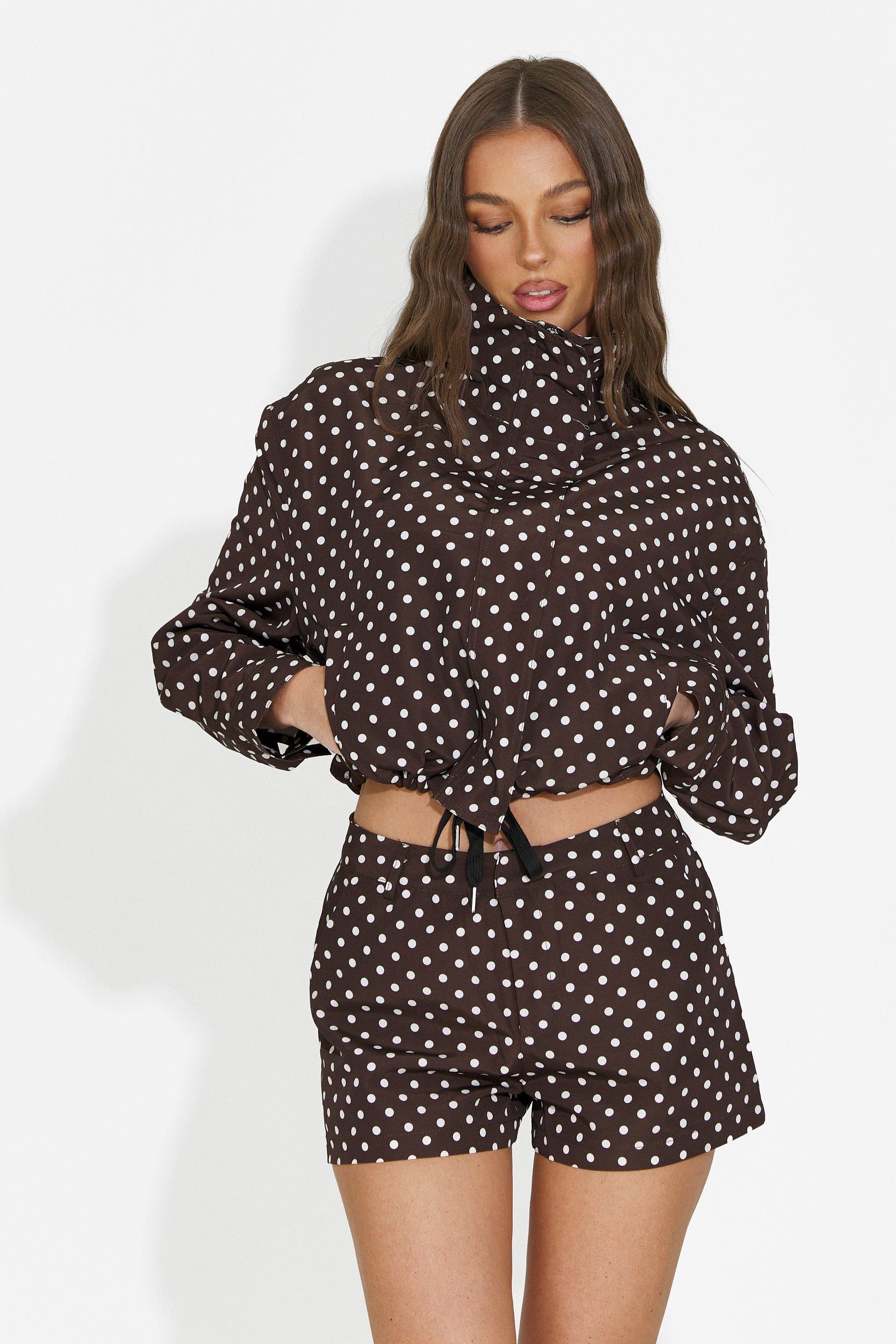 Brown women's set jacket + shorts Analysa Bogas