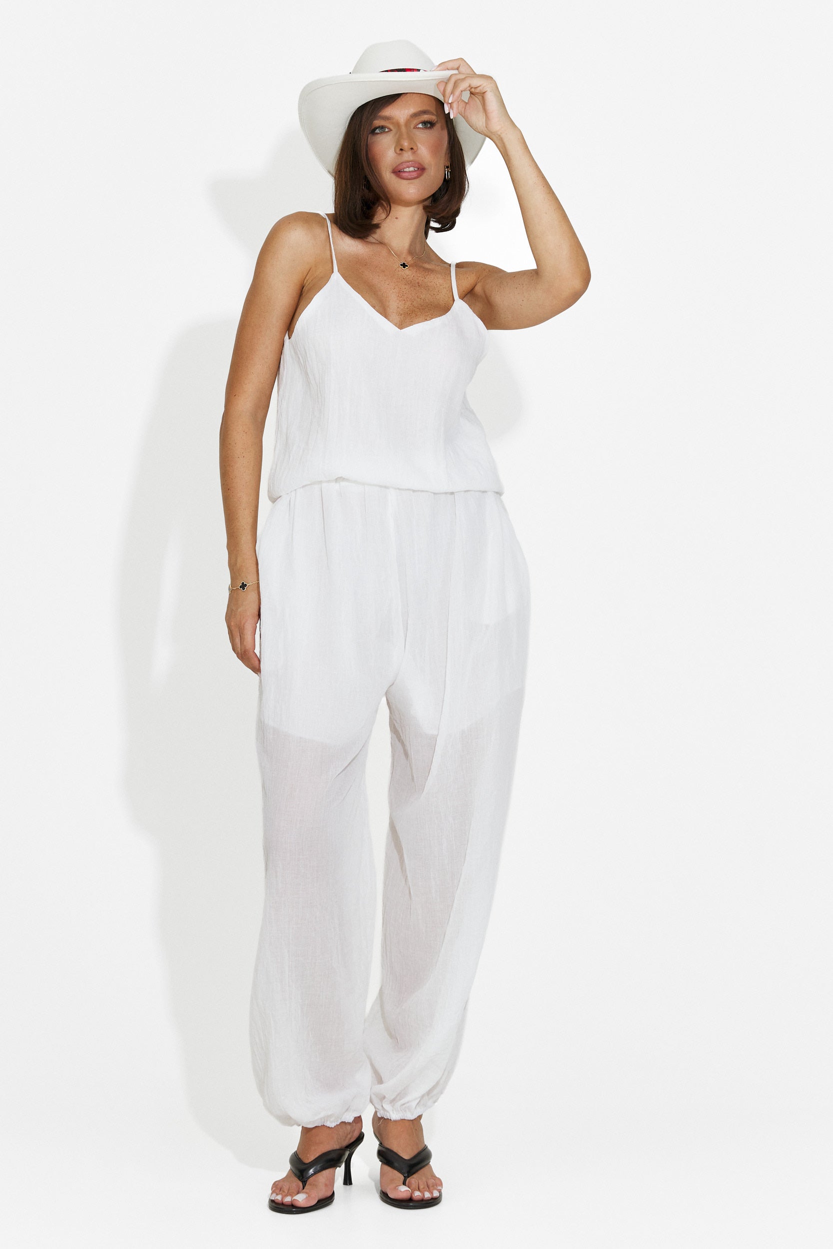 Women's suit pants + tank top + shirt white Dariele Bogas