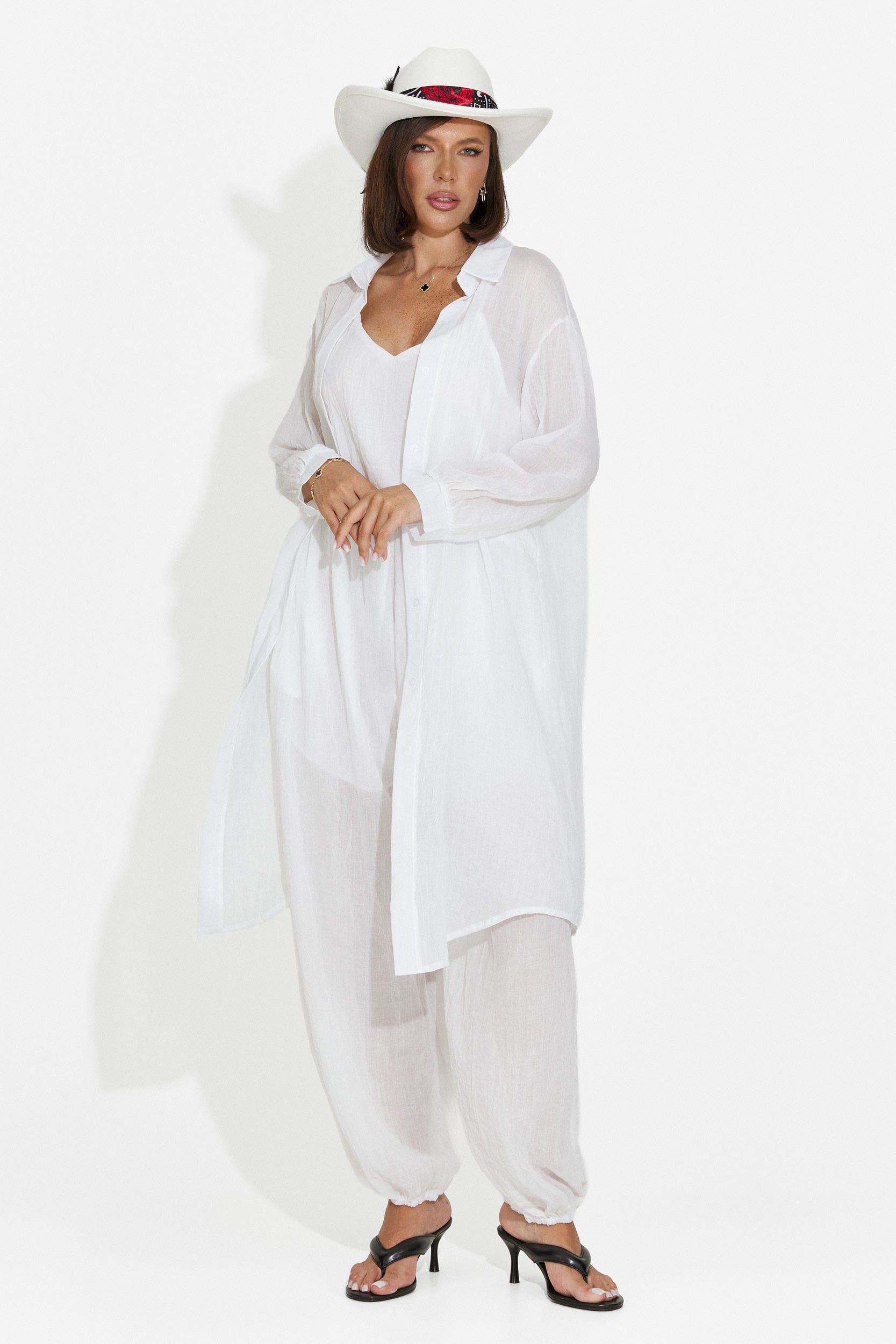 Women's suit pants + tank top + shirt white Dariele Bogas
