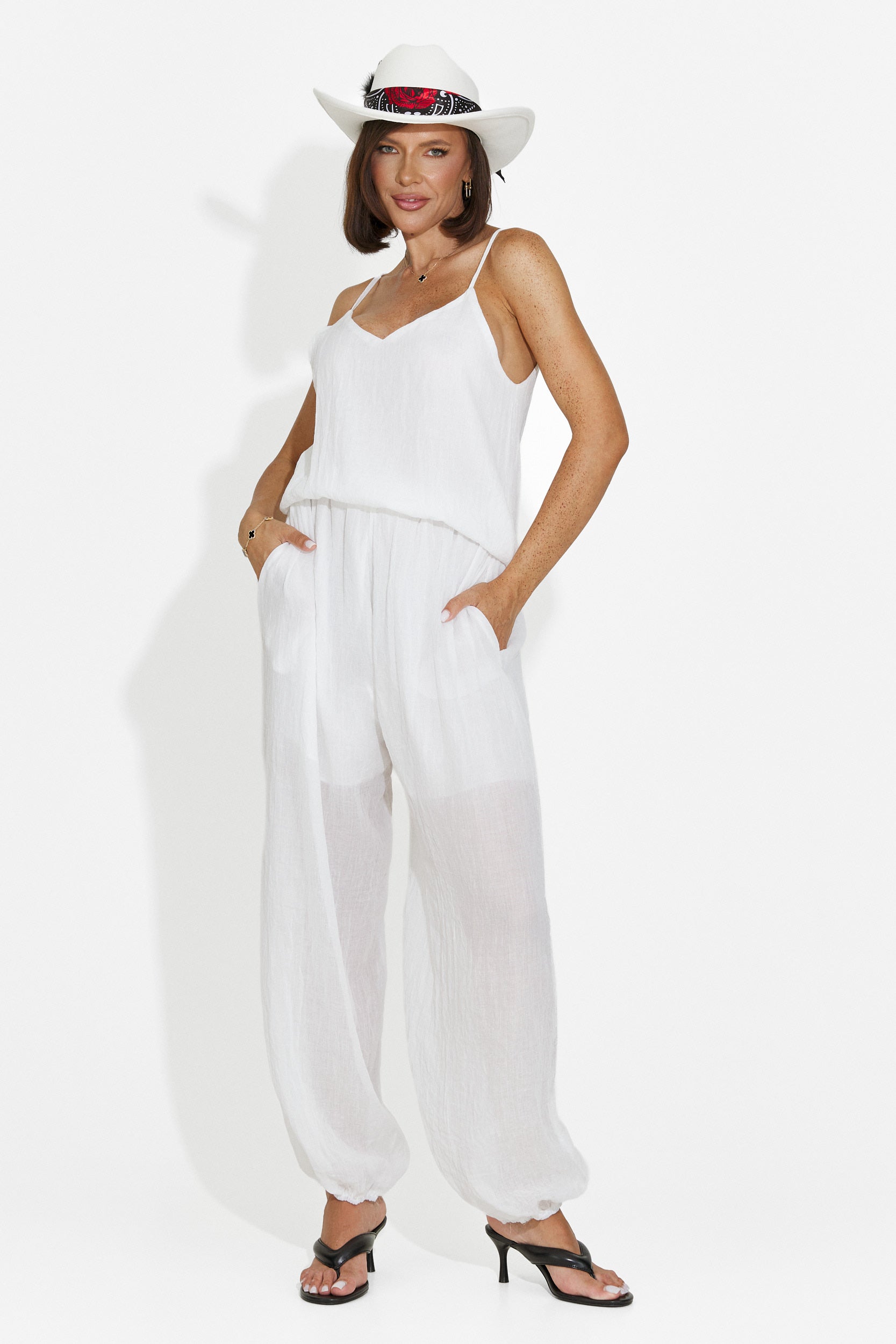 Women's suit pants + tank top + shirt white Dariele Bogas