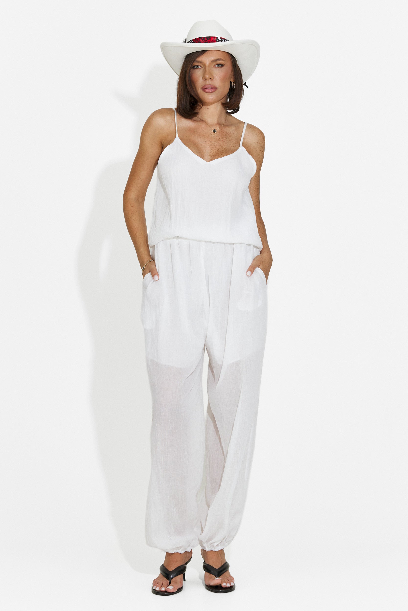 Women's suit pants + tank top + shirt white Dariele Bogas