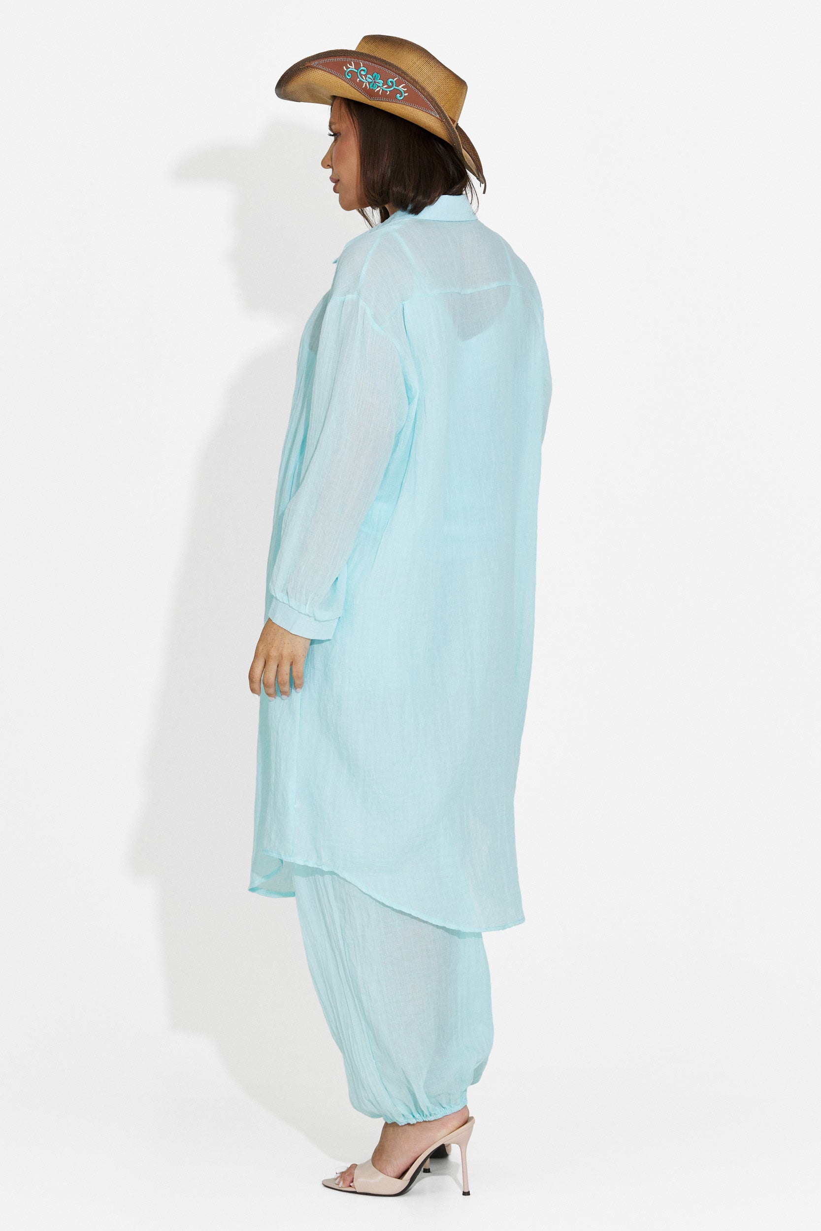Women's suit pants + tank top + shirt turquoise Dariele Bogas