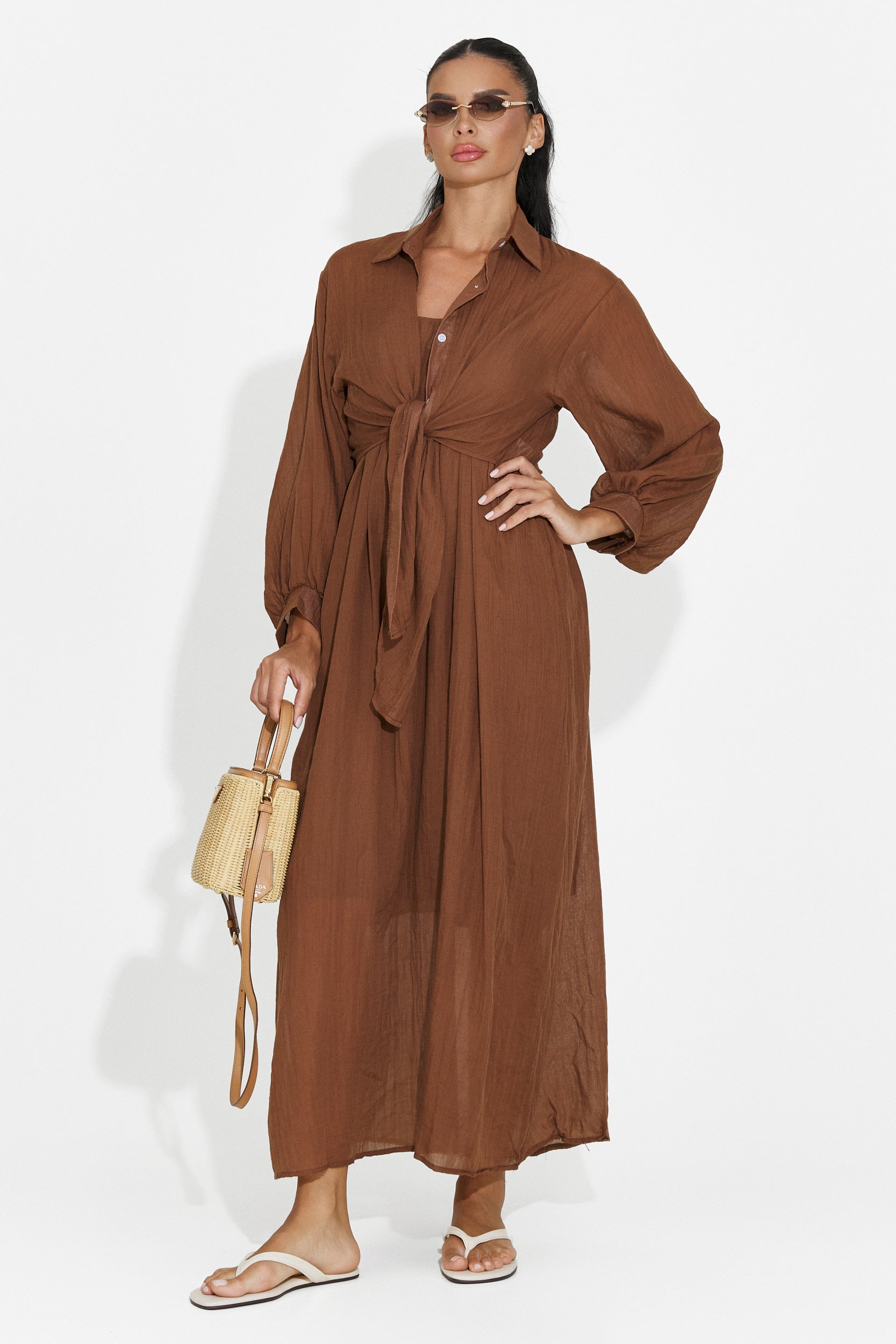 Women's suit dress + shirt brown Aishia Bogas