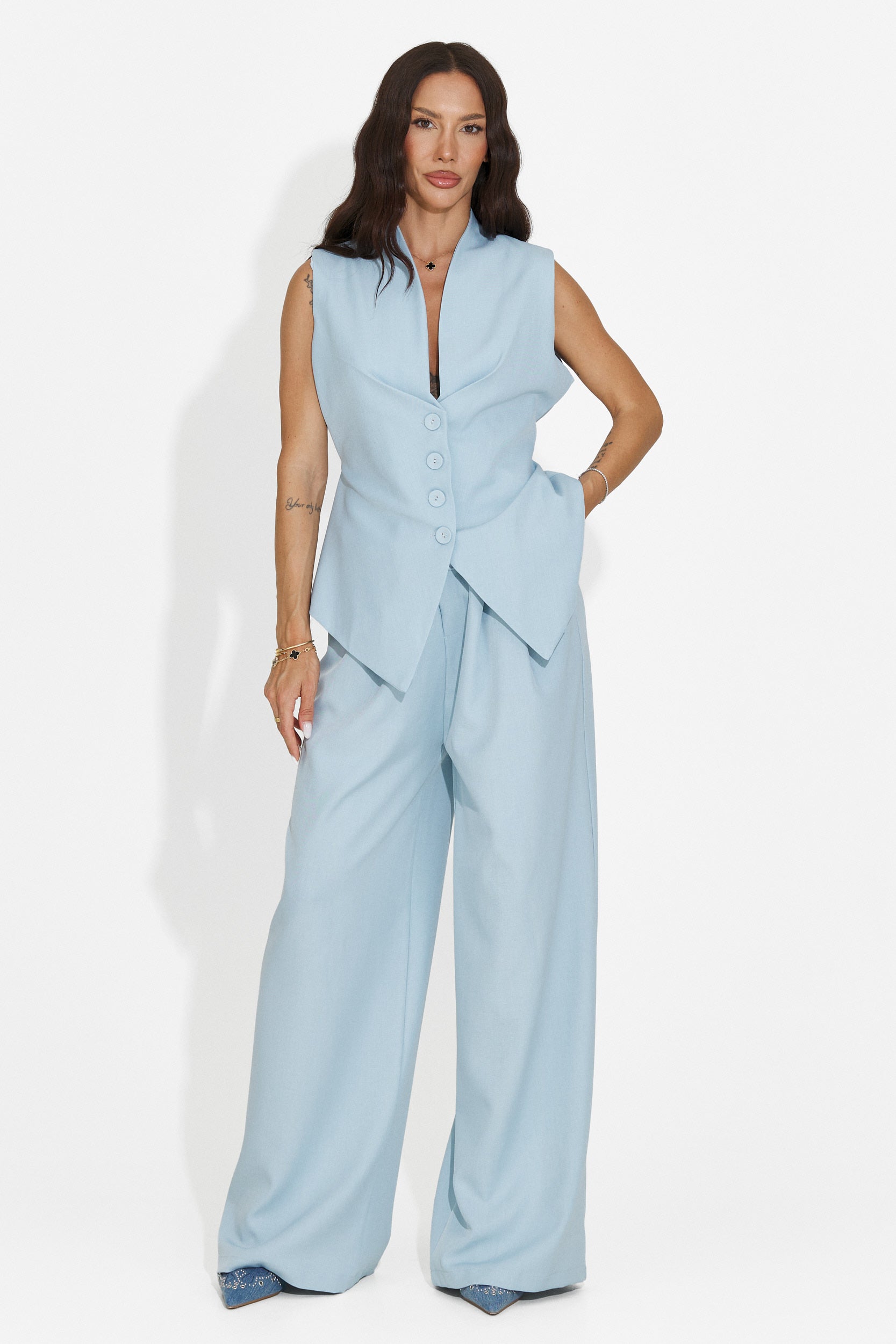 Women's suit vest + blue pants Chelora Bogas