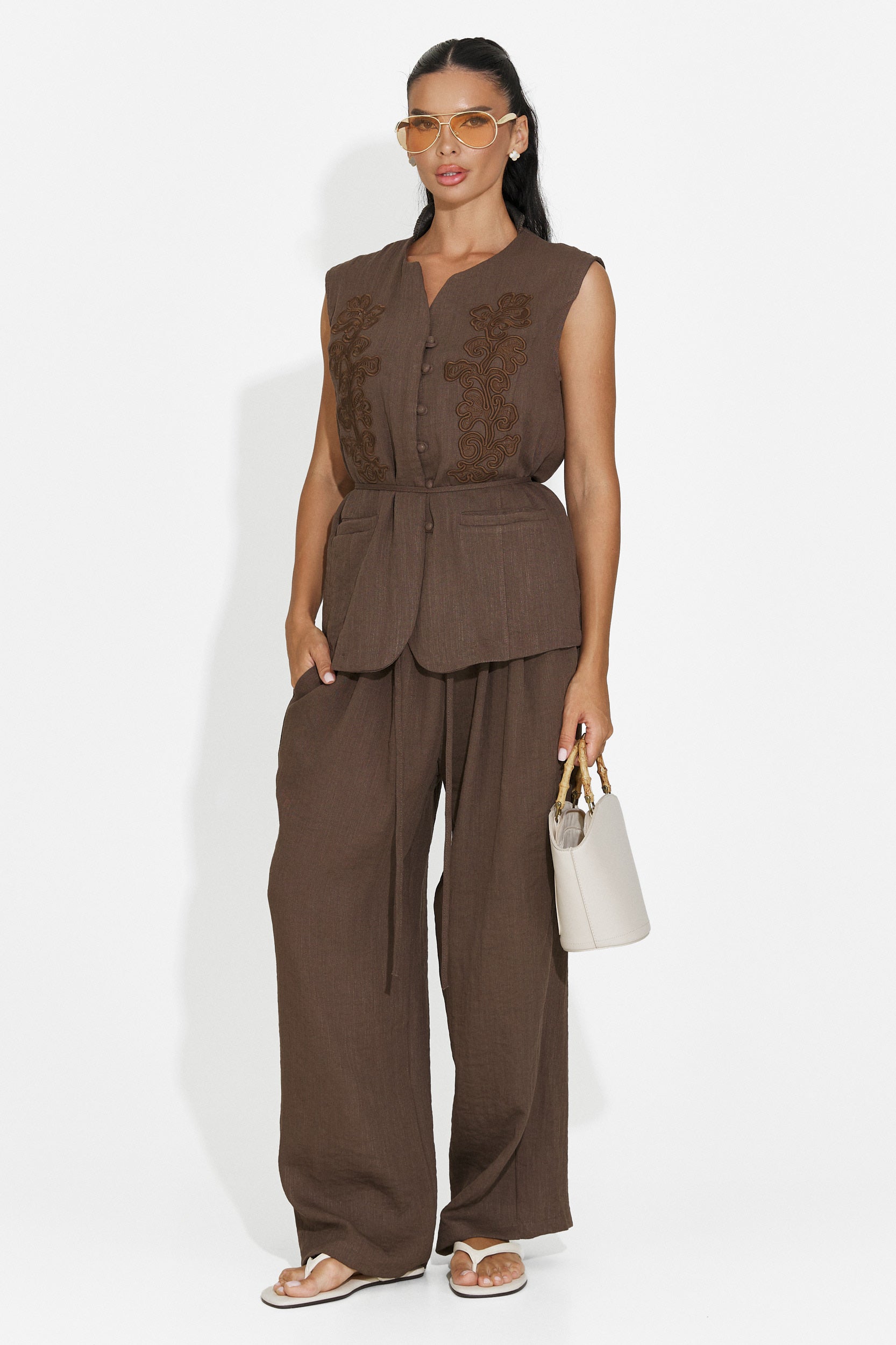 Women's suit vest + brown pants Vyzela Bogas