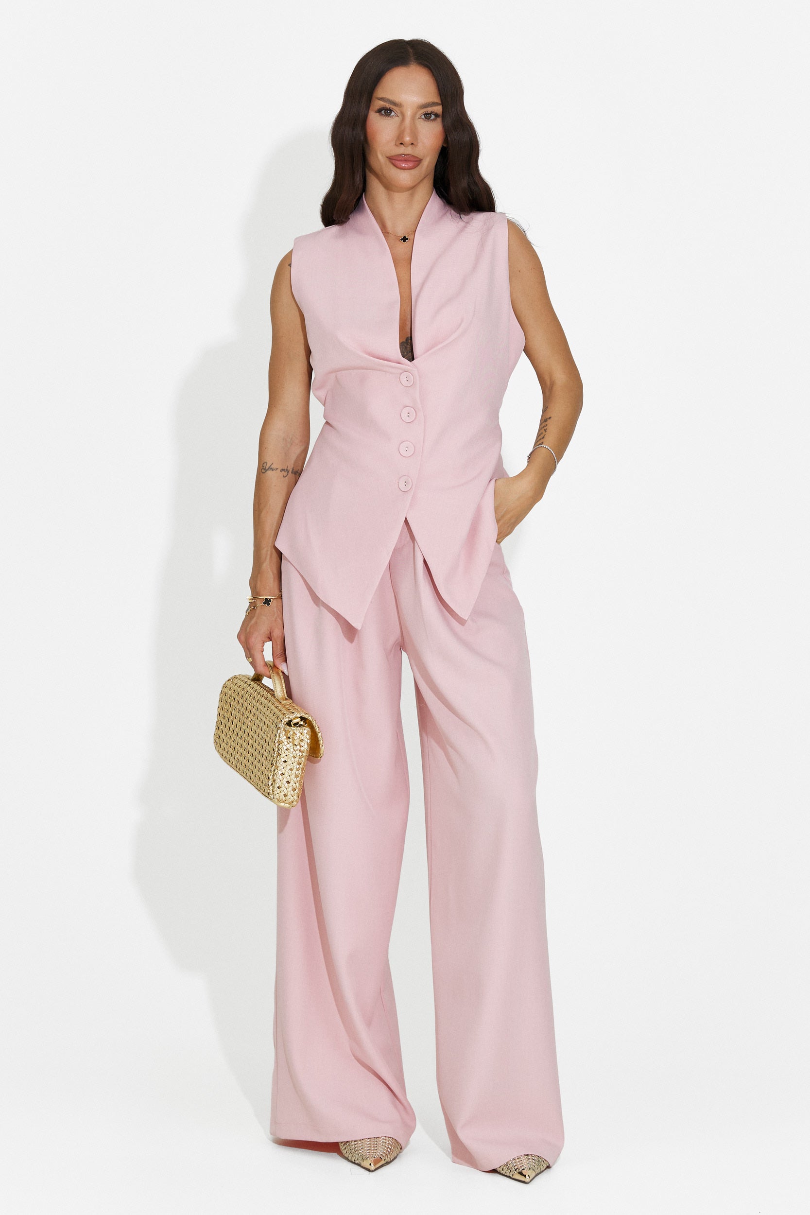 Conjunto de mujer chaleco + pantalones rosa Chelora Bogas