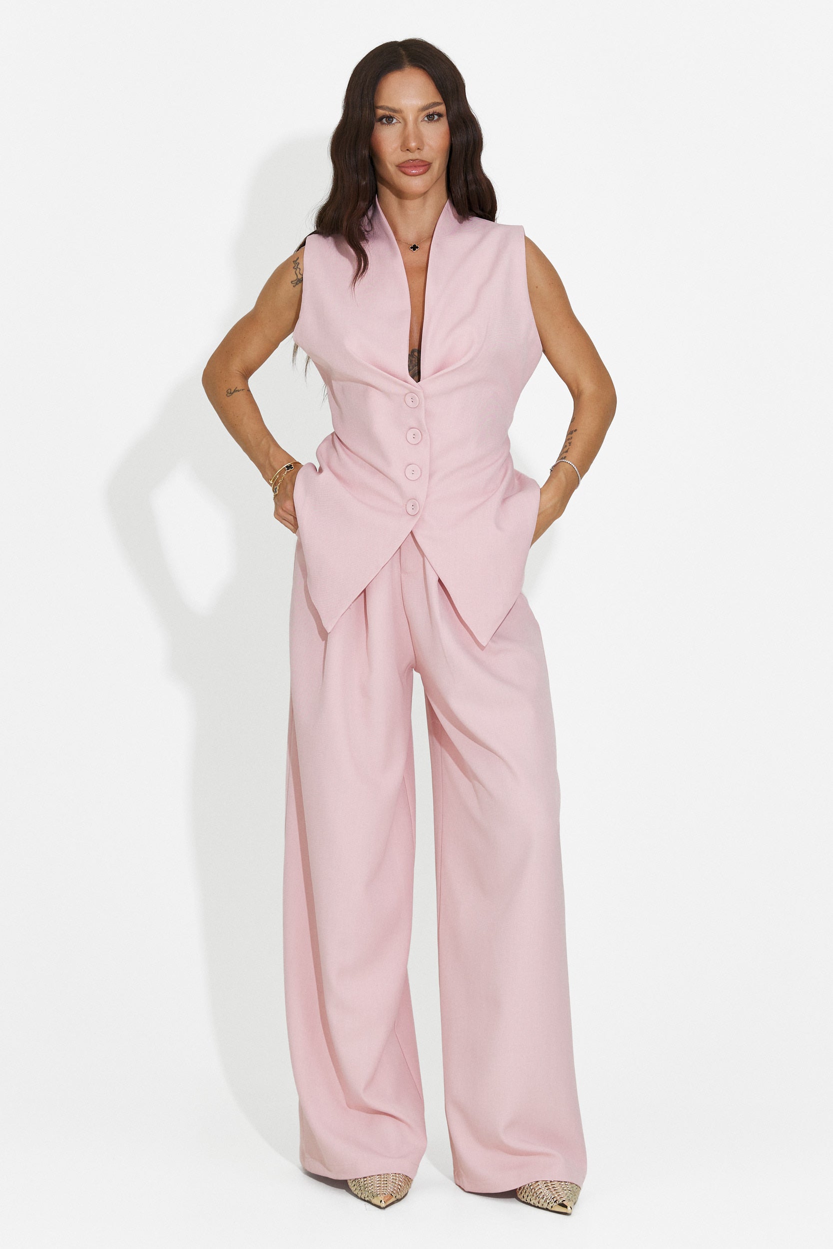 Conjunto de mujer chaleco + pantalones rosa Chelora Bogas