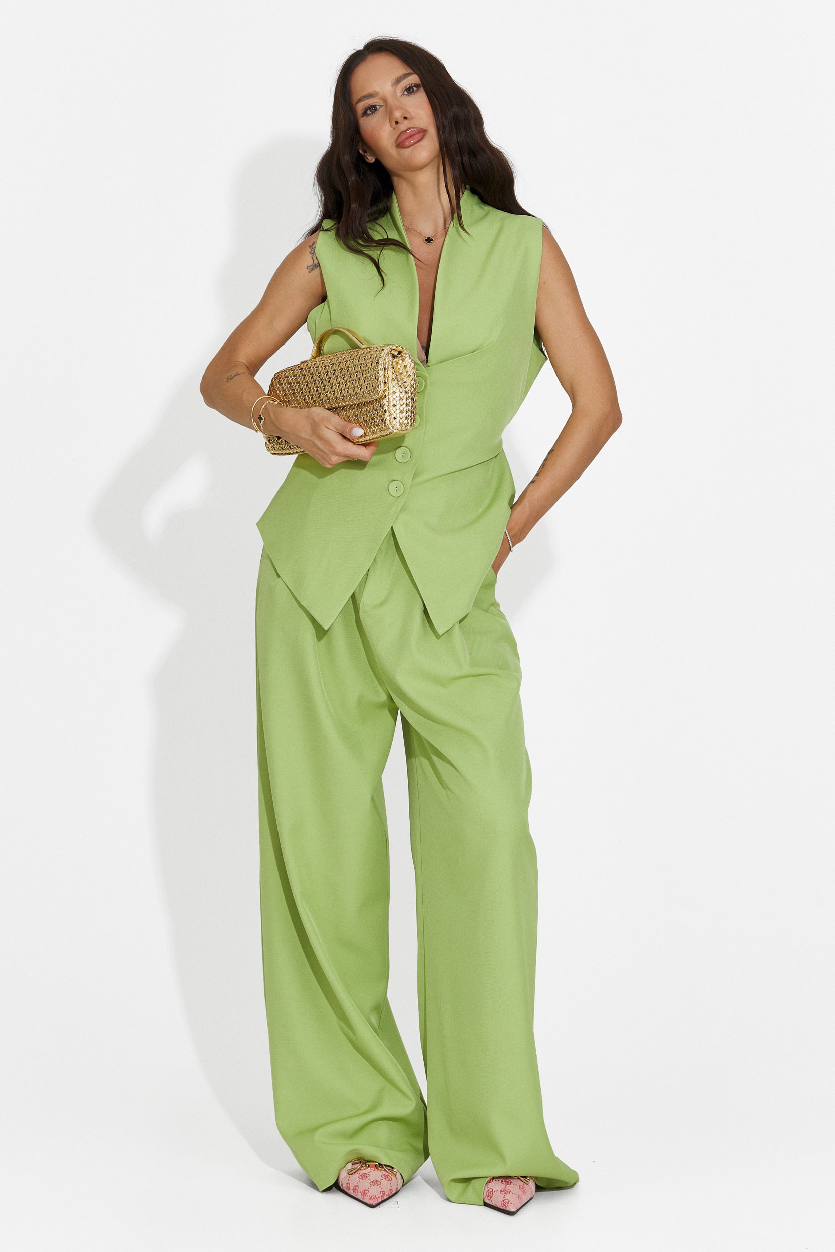 Women's suit vest + green pants Chelora Bogas