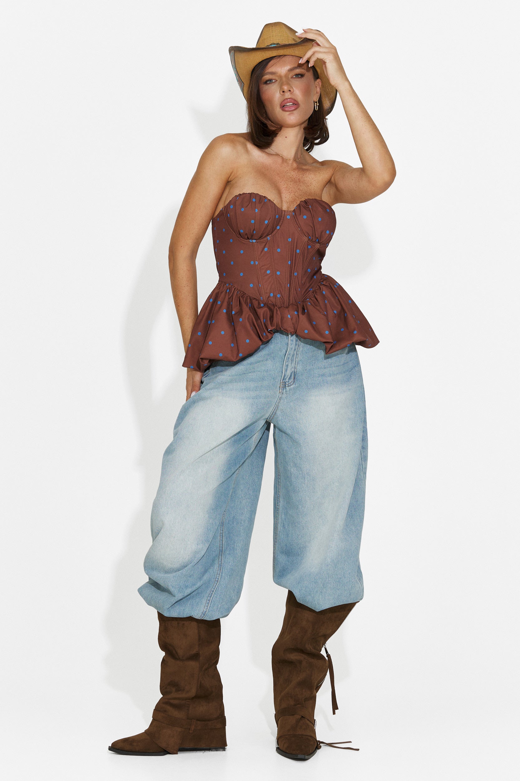 Women's casual brown corset Silviona Bogas