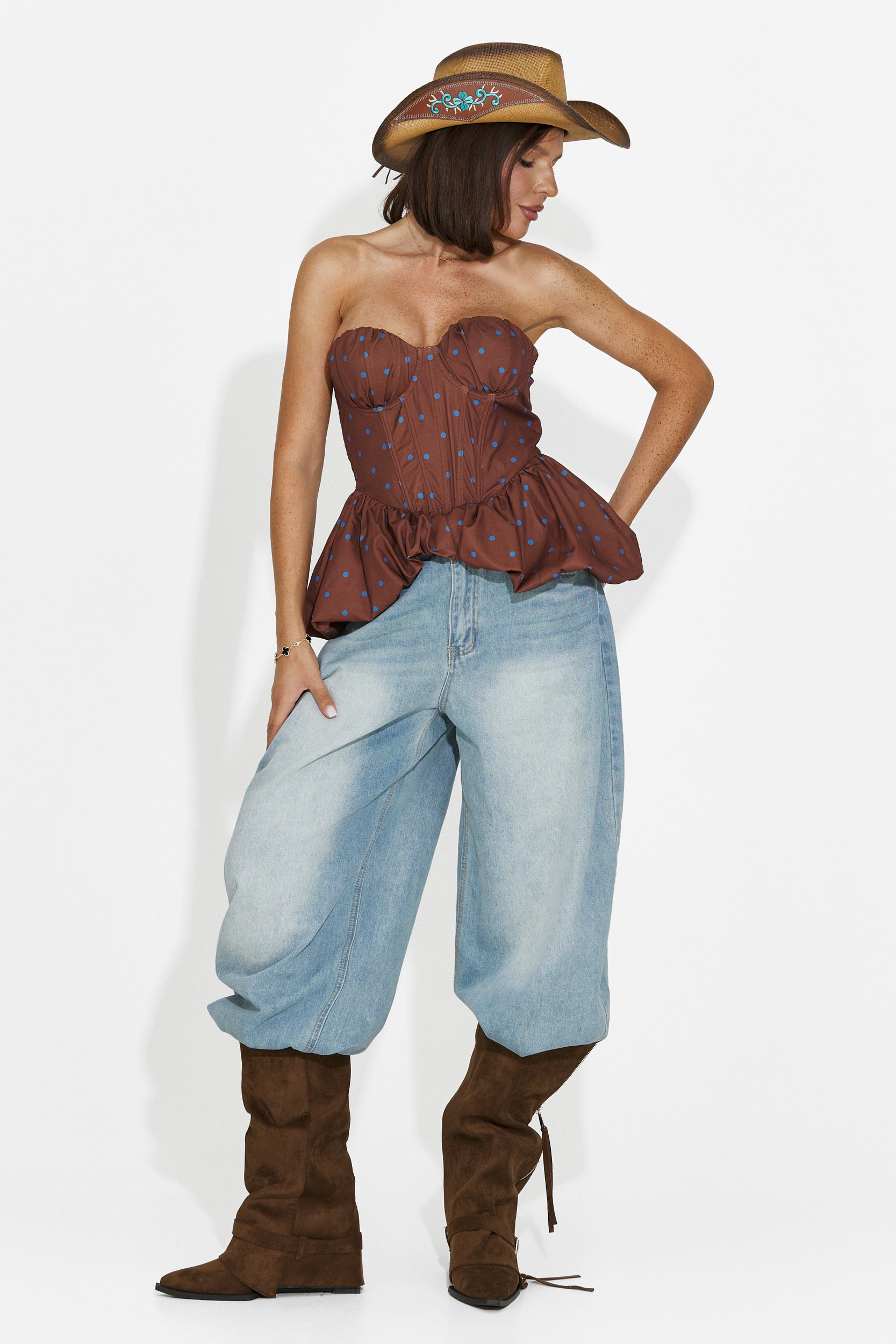 Women's casual brown corset Silviona Bogas